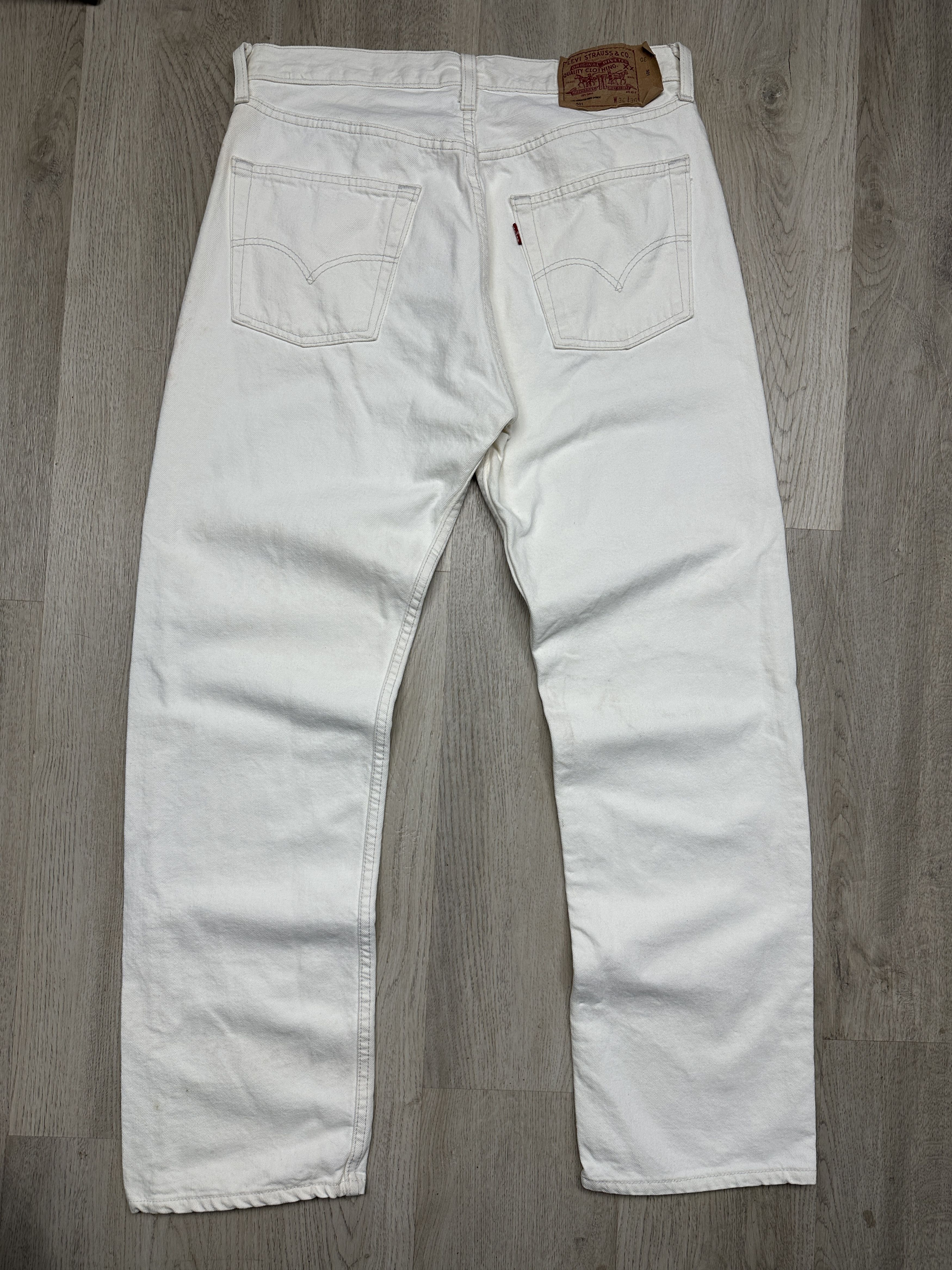 Levi's Levi's 501 90s Vintage White Denim Pants Jeans Size US 34 / EU 50 - 1 Thumbnail