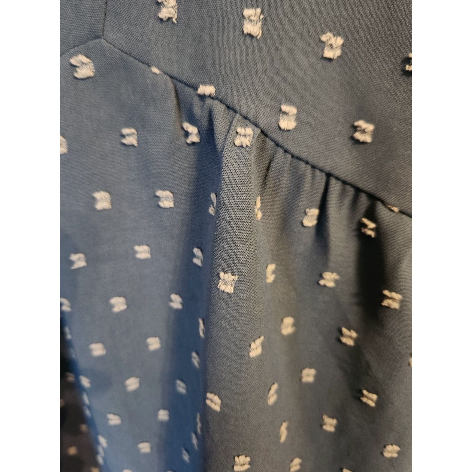 Vintage Bloomchic Blue Swiss Dot Lace Trim Tunic Top 28 Plus Size Women V-Neck Short Sleeve Blouse Casual Size 4XL / US 24-26 - 3 Thumbnail