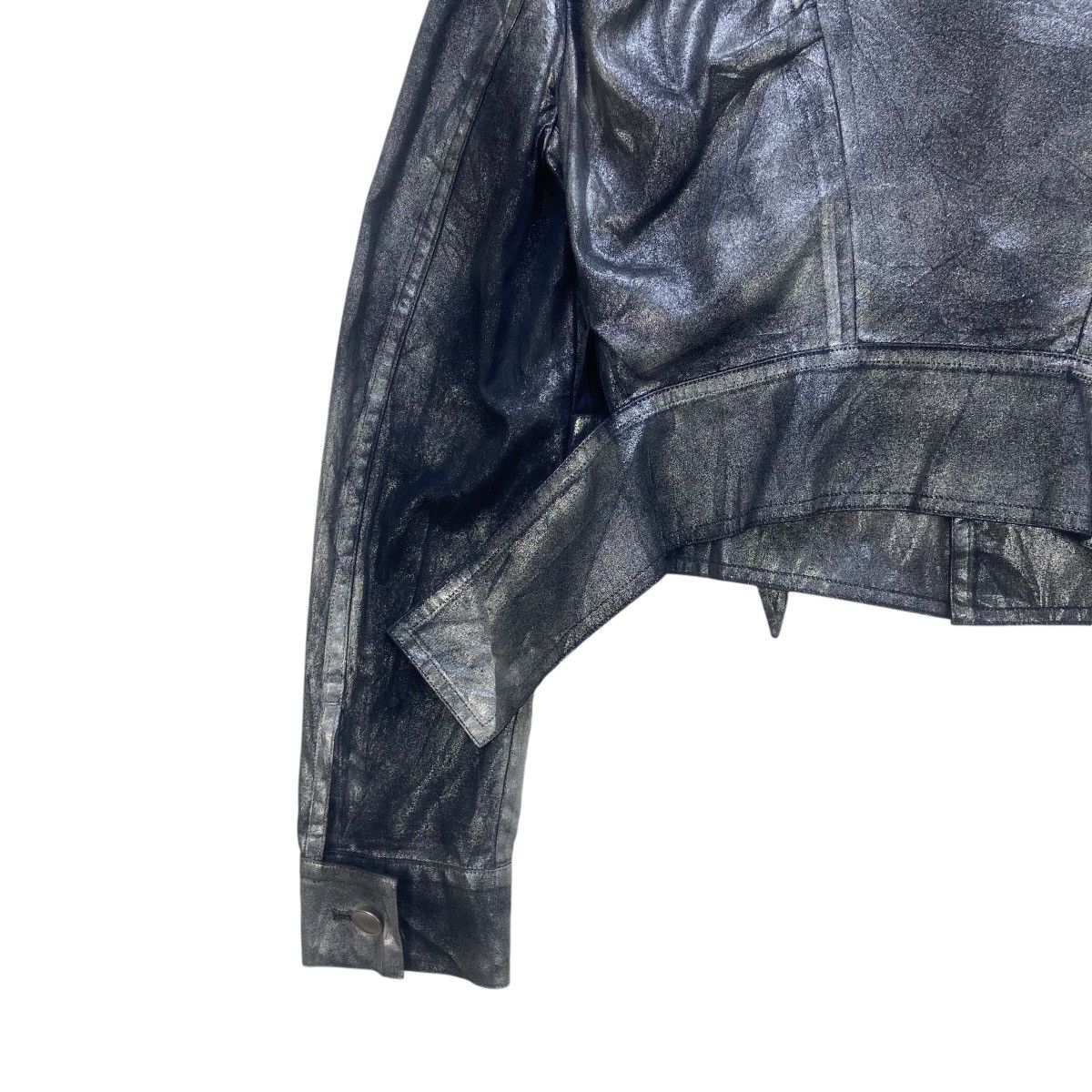 Designer × Yohji Yamamoto 🔥Yohji Yamamoto Silver Metallic Foil Cropped Jacket Size S / US 4 / IT 40 - 17 Thumbnail