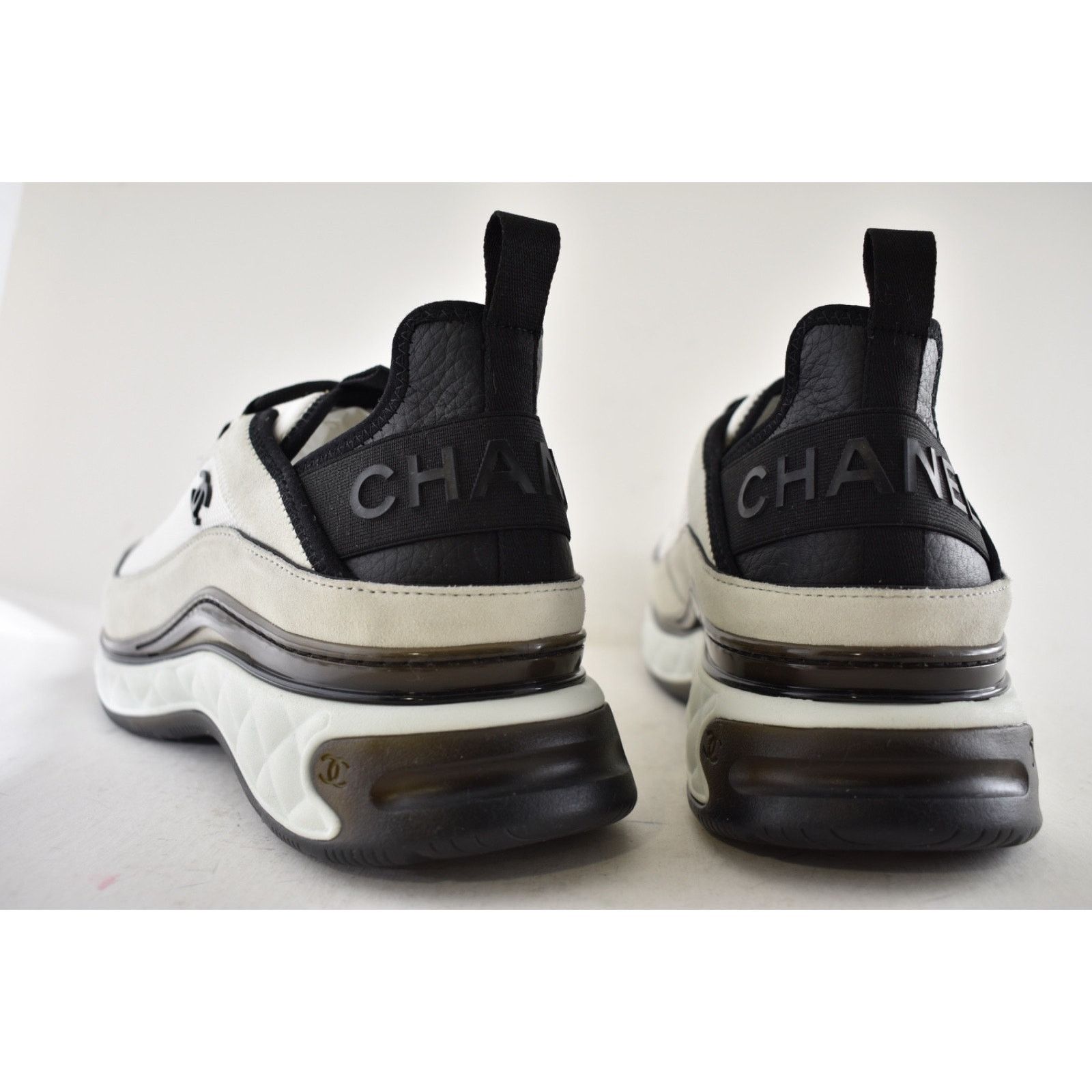 Chanel Mens White Grey Black CC Logo Low Top Trainer Sneaker 11 Size US 11 / EU 44 - 12 Thumbnail