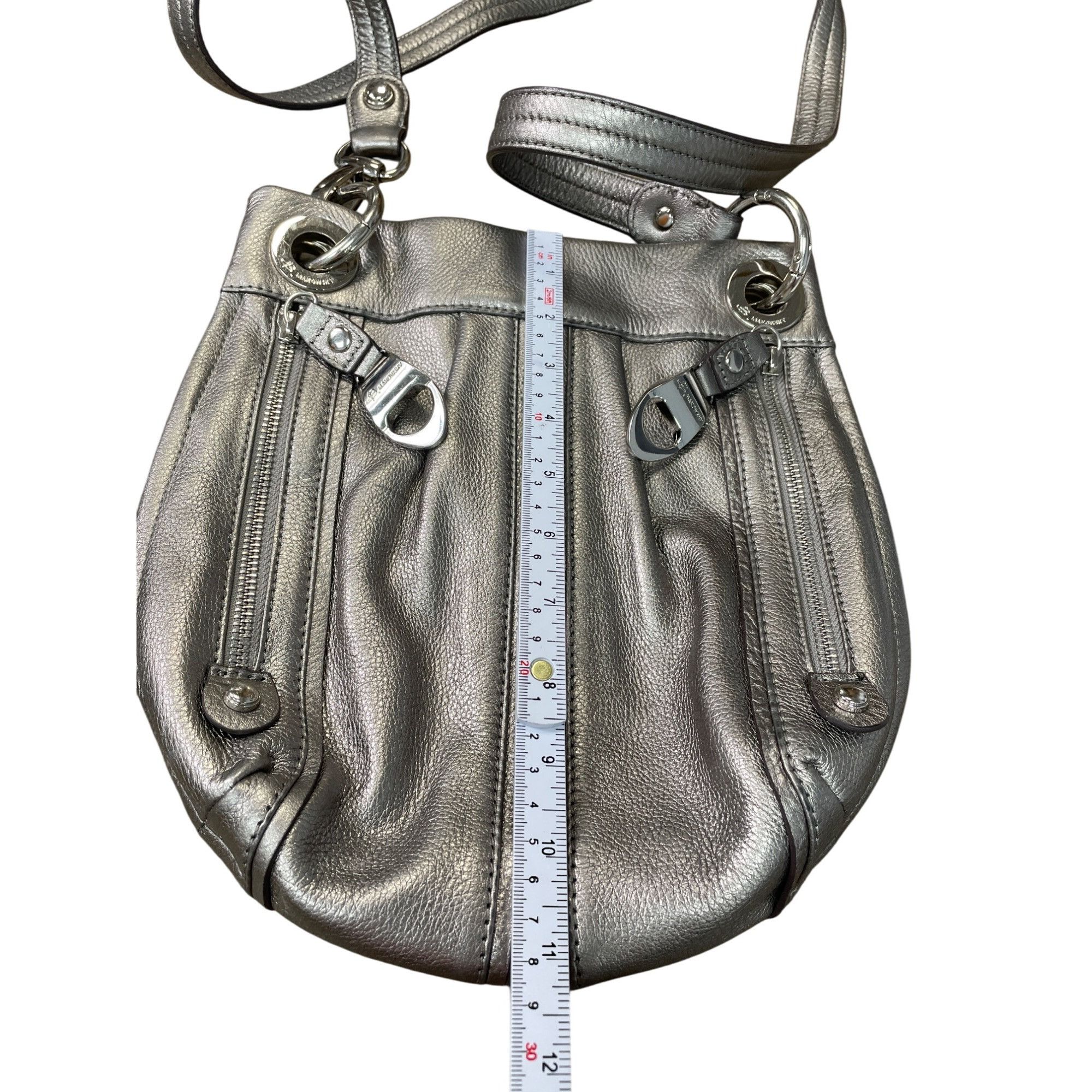 Other B. Makowsky Womens Silver Pebbled Leather Crossbody Handbag Size ONE SIZE - 3 Thumbnail