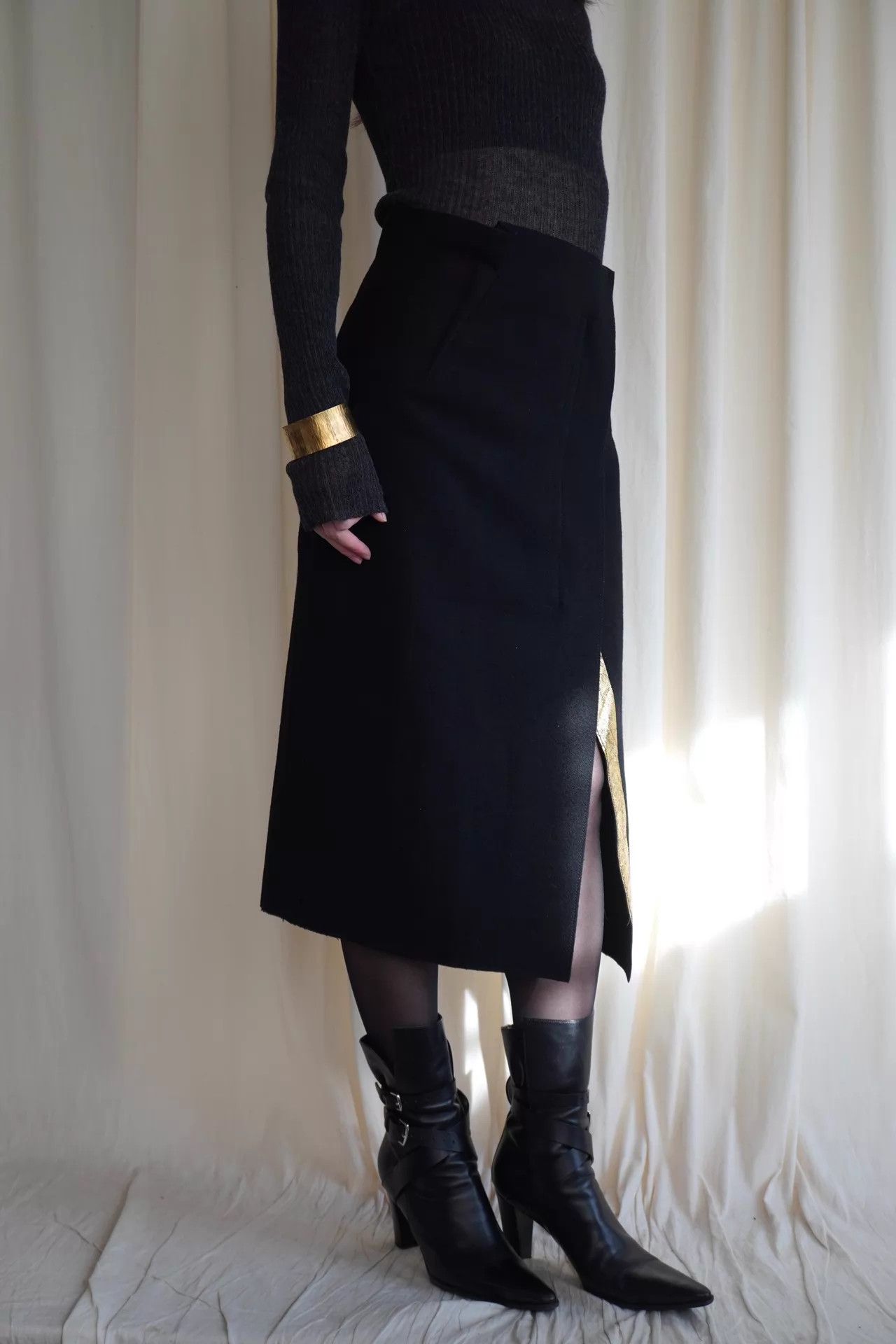 Jil Sander Jil Sander 2000s Gold Structured Wool Skirt Size 24" / US 00 / IT 34 - 5 Thumbnail