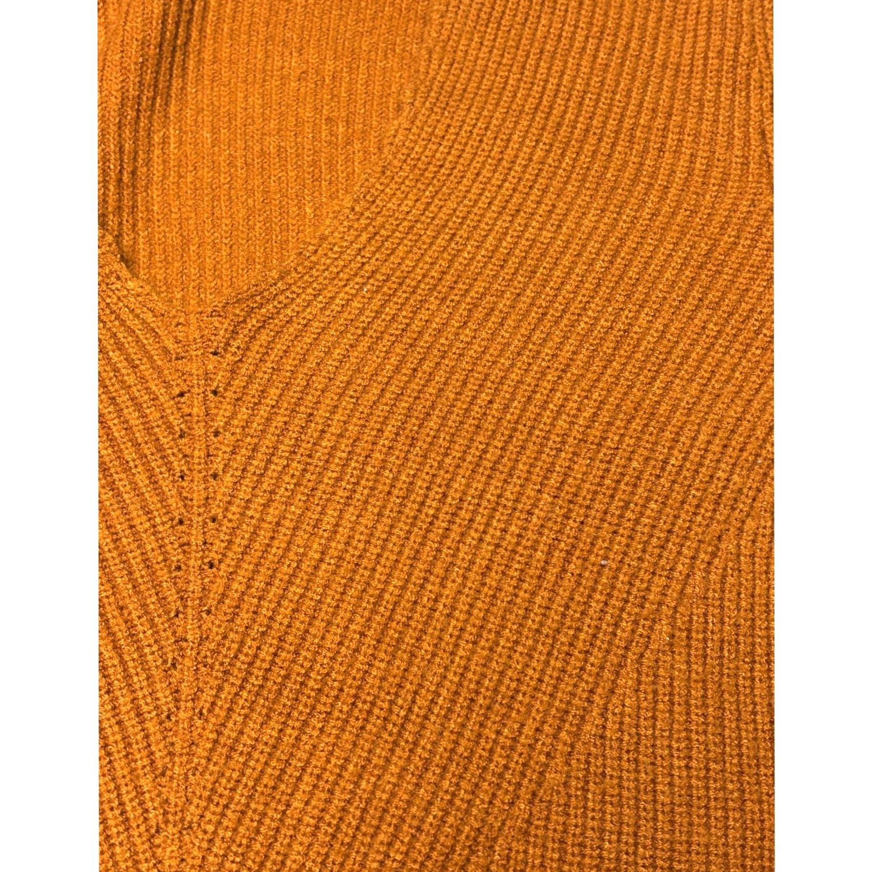 Anthropologie MOTH Anthropologie Burnt Orange Ribbed Tie Front V-Neck Sweater XS Ladies Knits Pullover Long Sleeve Knit Fall Winter Spring Casual Womens Size XS / US 0-2 / IT 36-38 - 2 Thumbnail