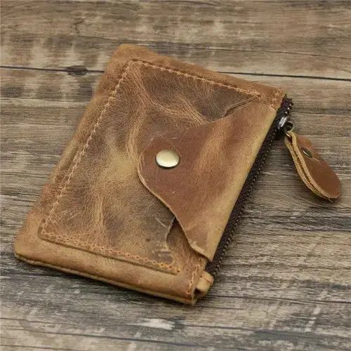 Japanese Brand Men's Handmade Vintage Genuine Leather Coin Purse Wallet Size ONE SIZE - 2 Thumbnail
