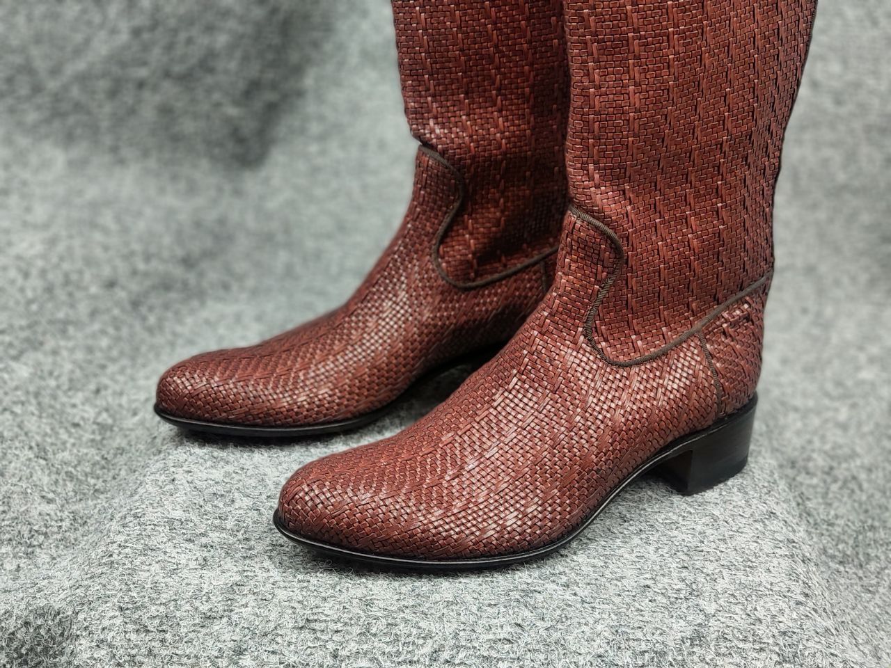 RoccoP Rocco P. Braided leather High Round Toe Riding Tall Boots Size US 6.5 / IT 36.5 - 10 Thumbnail