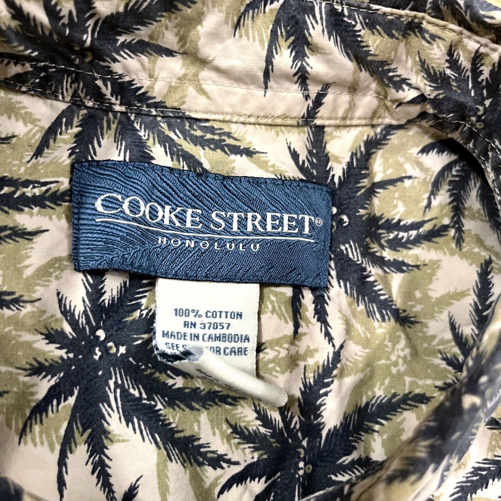 Vintage COOKE STREET HONOLULU Hawaiian Shirt Men L Green Palm Tree Island Aloha 50" Button-Up Casual Short Sleeve Size US L / EU 52-54 / 3 - 2 Thumbnail