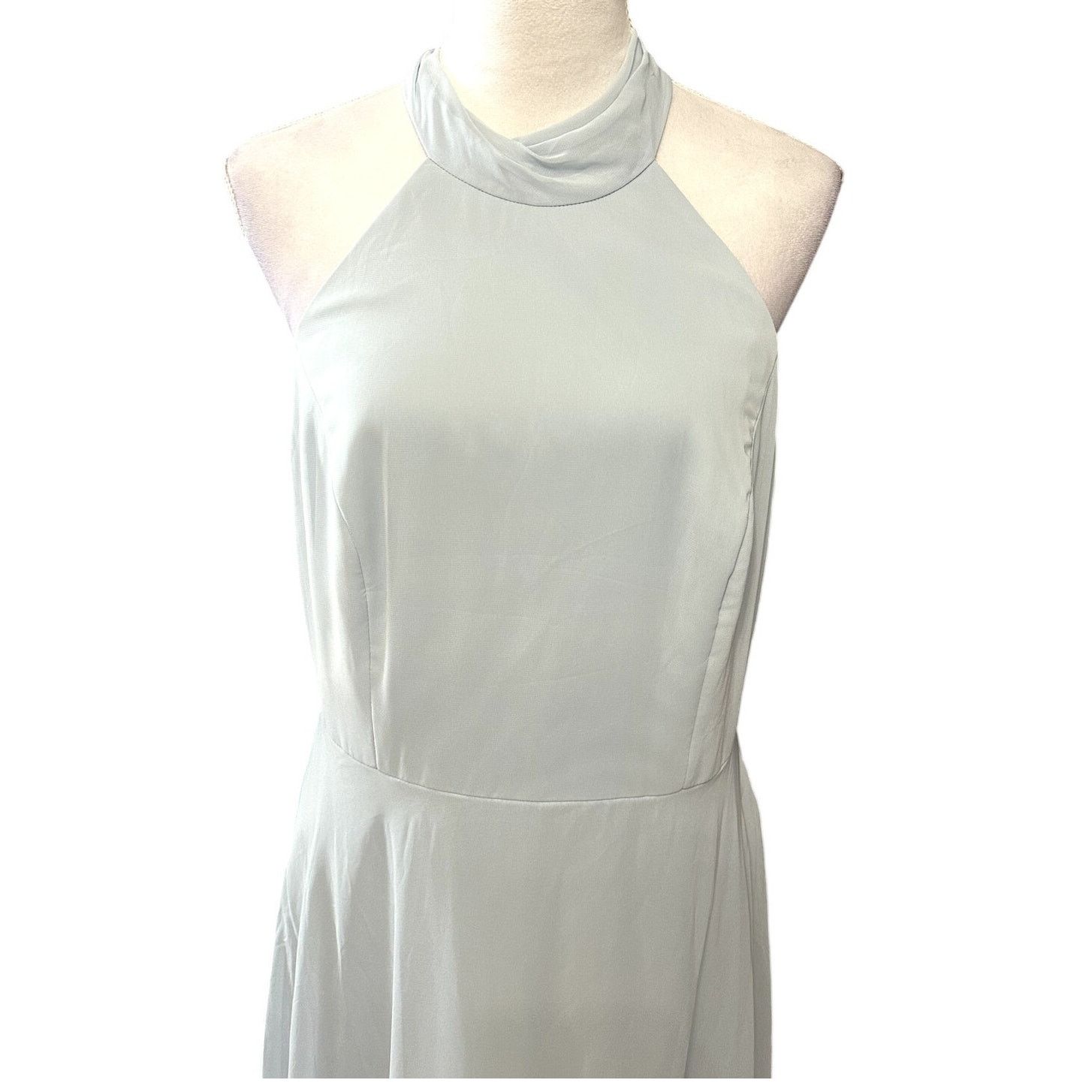 After Six After Six Maxi Dress Halter Backless High Neck Blue 14 NWOT Size XL / US 12-14 / IT 48-50 - 3 Thumbnail