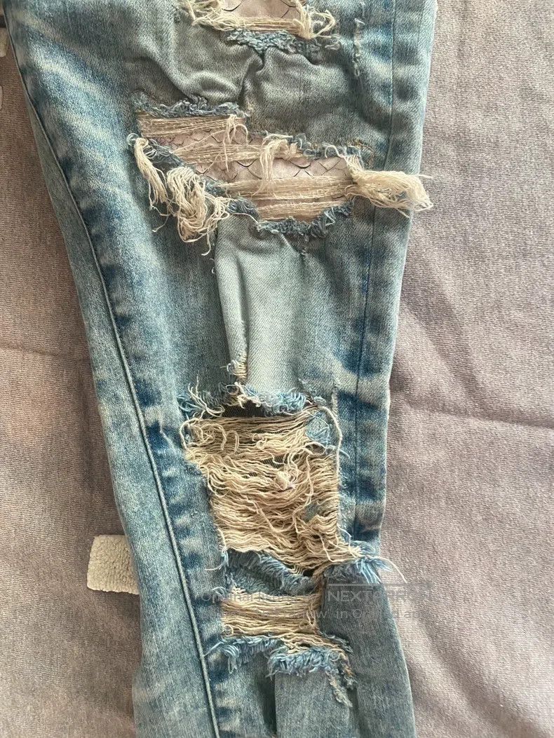 Amiri Amiri Yellow mud snake skin embroidery white snake skin pa Size US 32 / EU 48 - 5 Thumbnail