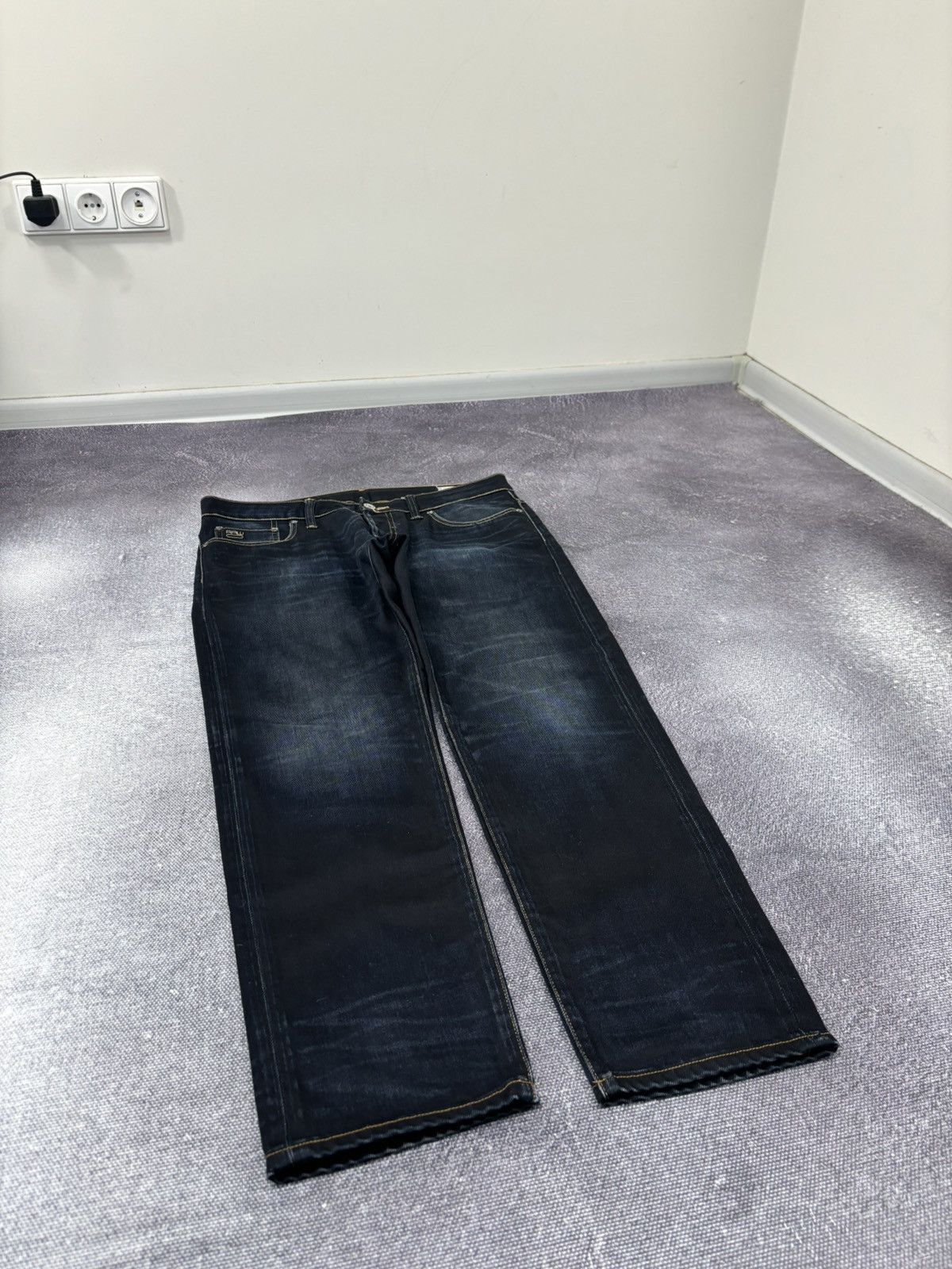 G-Star Vintage G-Star Raw Avant Garde Faded Navy Denim Biker Jeans Size US 33 - 9 Thumbnail