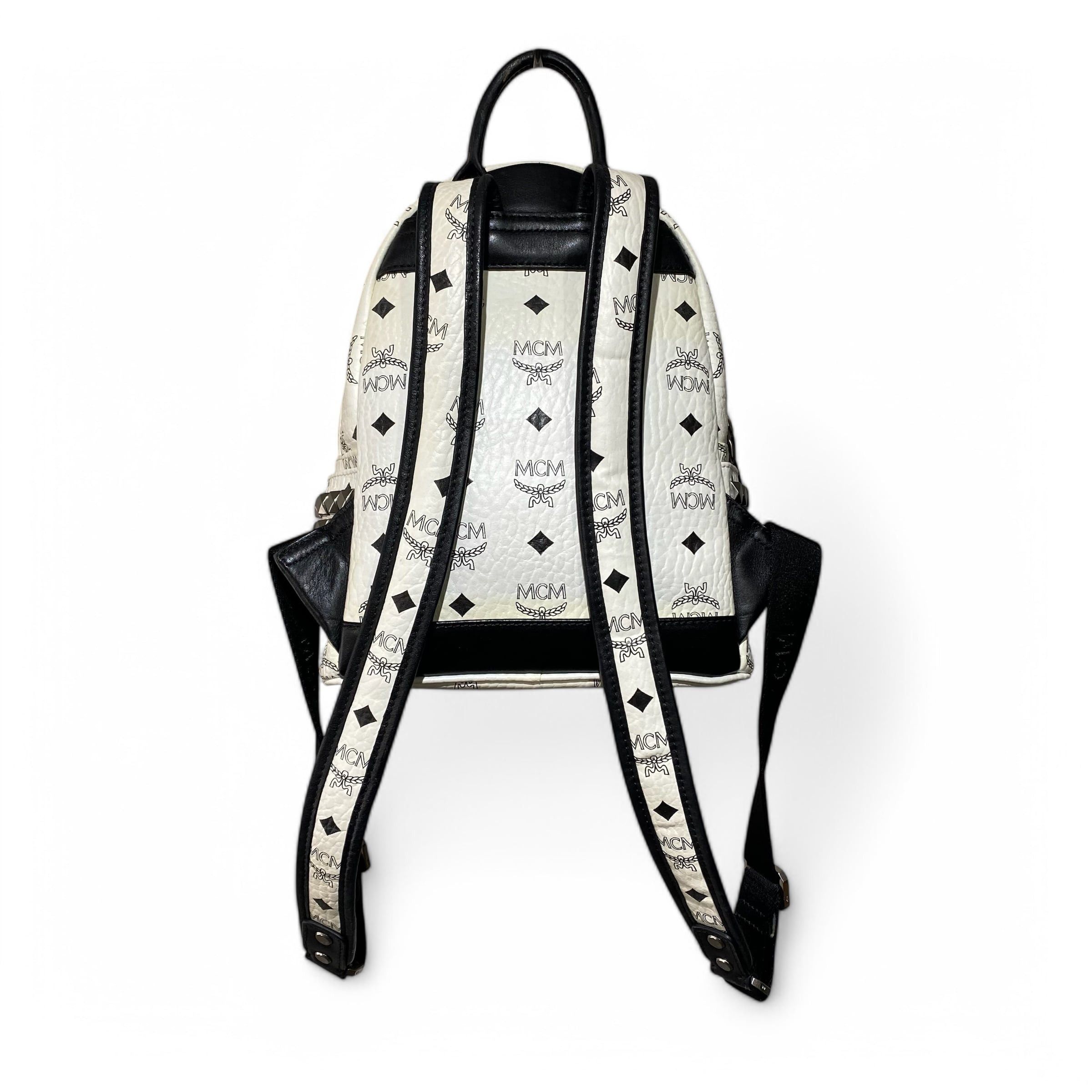 MCM MCM Visetos Side Studs Backpack White MINI Size ONE SIZE - 2 Thumbnail