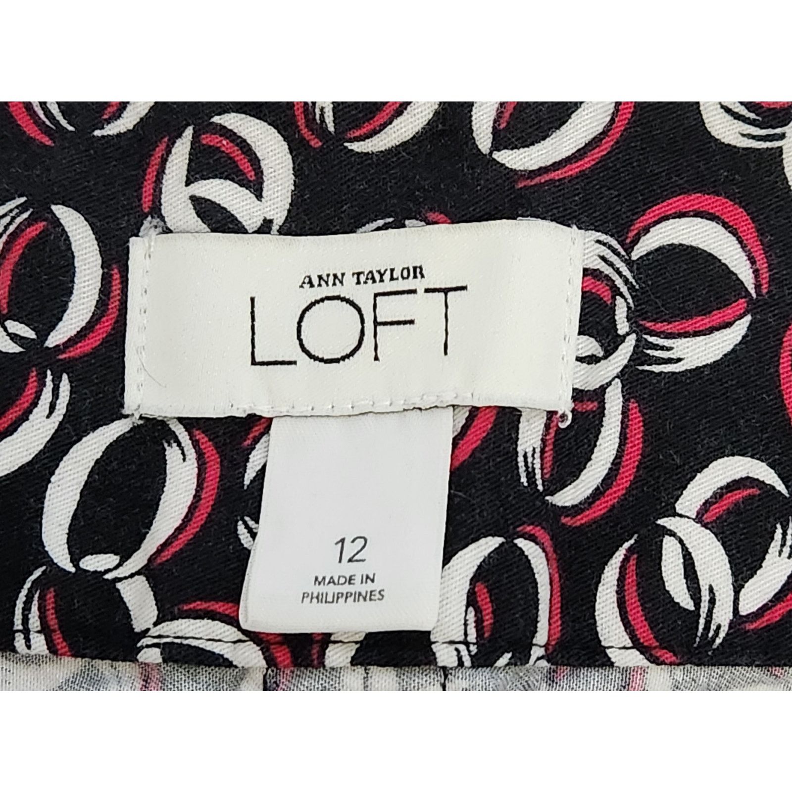 Other Loft Black Red White Geo Print A Line Mini Skirt 12 Size 34" / US 12 / IT 48 - 3 Thumbnail