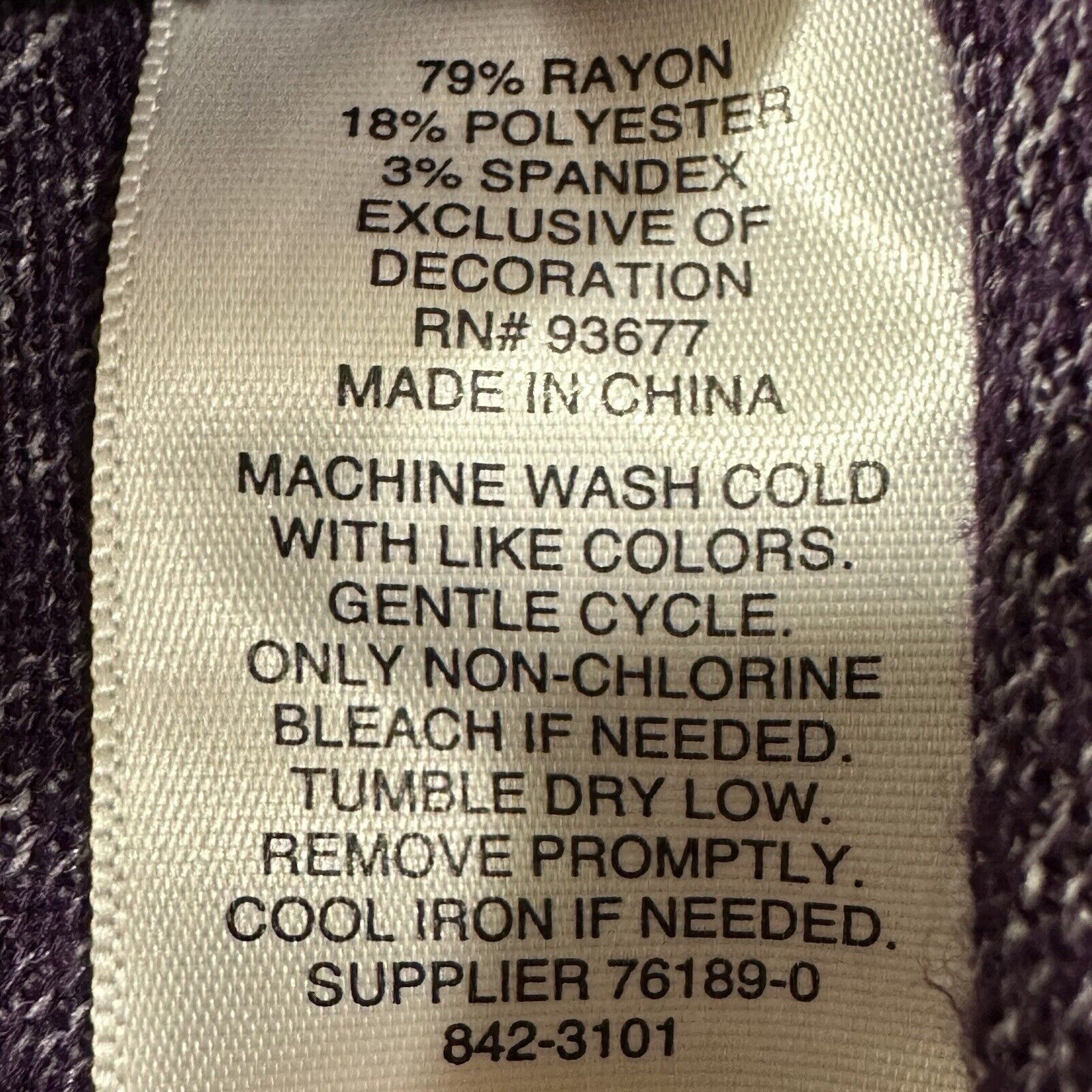 Other a.n.a XL Purple V-Neck Black Lace Up Back T Shirt Soft Top Size XL / US 12-14 / IT 48-50 - 4 Thumbnail
