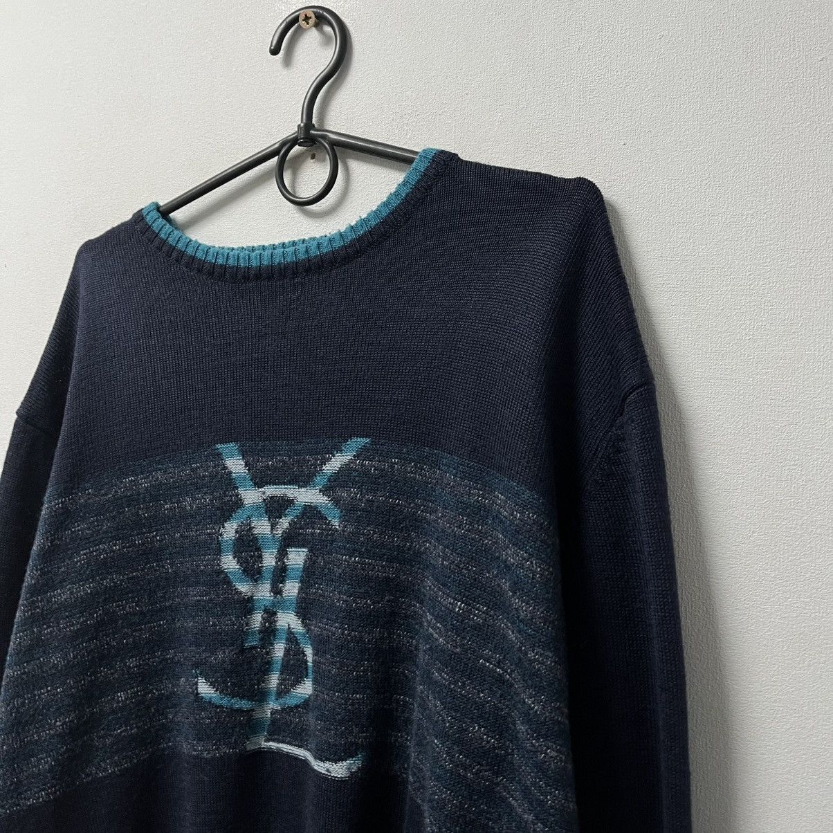 Yves Saint Laurent Yves Saint Lauren Knit Sweater Big Logo Baggy Long Sleeve Size US XL / EU 56 / 4 - 2 Thumbnail