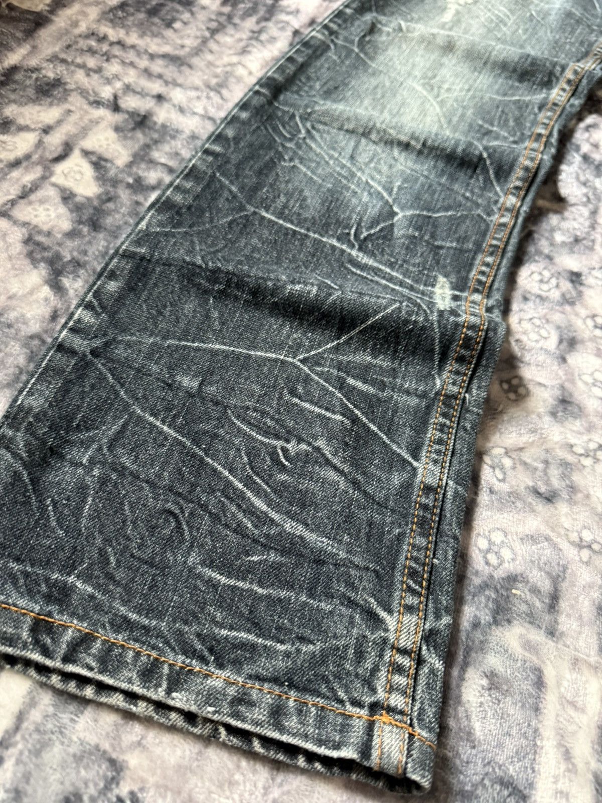 Japanese Brand × LOWBOX × Tete Homme Nylaus Japan Cut And Sew Double Waist Shadow Wash Jeans Size US 30 / EU 46 - 8 Thumbnail