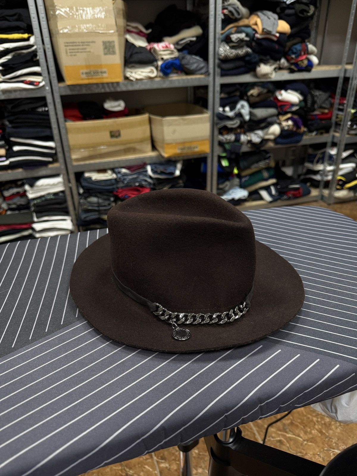Stella McCartney ❗️New🇮🇹 Stella McCartney Chain-Trim Wool Felt Fedora Hat Italy Size ONE SIZE - 2 Thumbnail