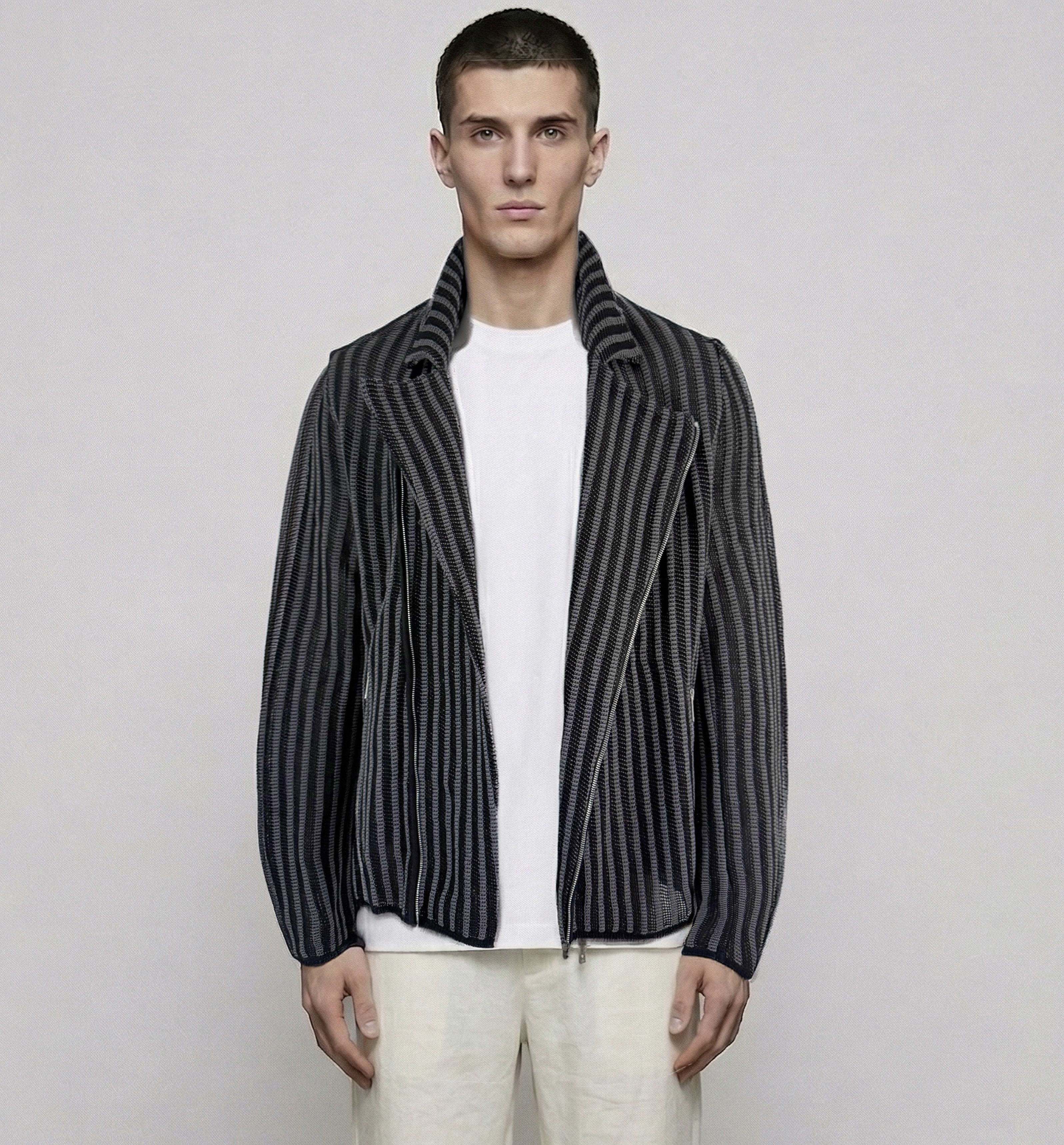 Emporio Armani stripped knit cardigan Size US L / EU 52-54 / 3 - 1 Thumbnail