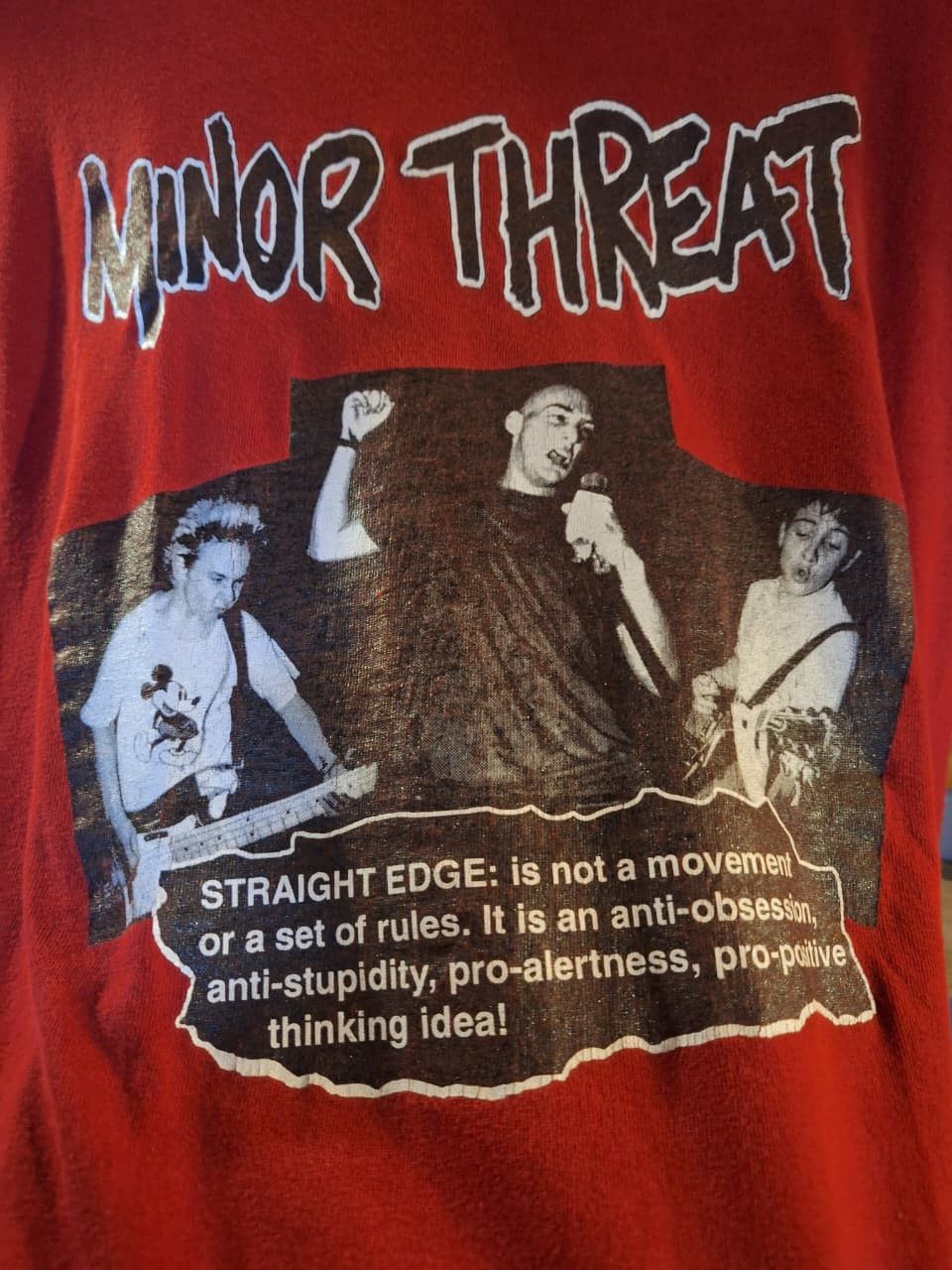 Band Tees VINTAGE 90s MINOR THREAT STRAIGHT EDGE LATE 90s METAL HC Size US L / EU 52-54 / 3 - 2 Thumbnail