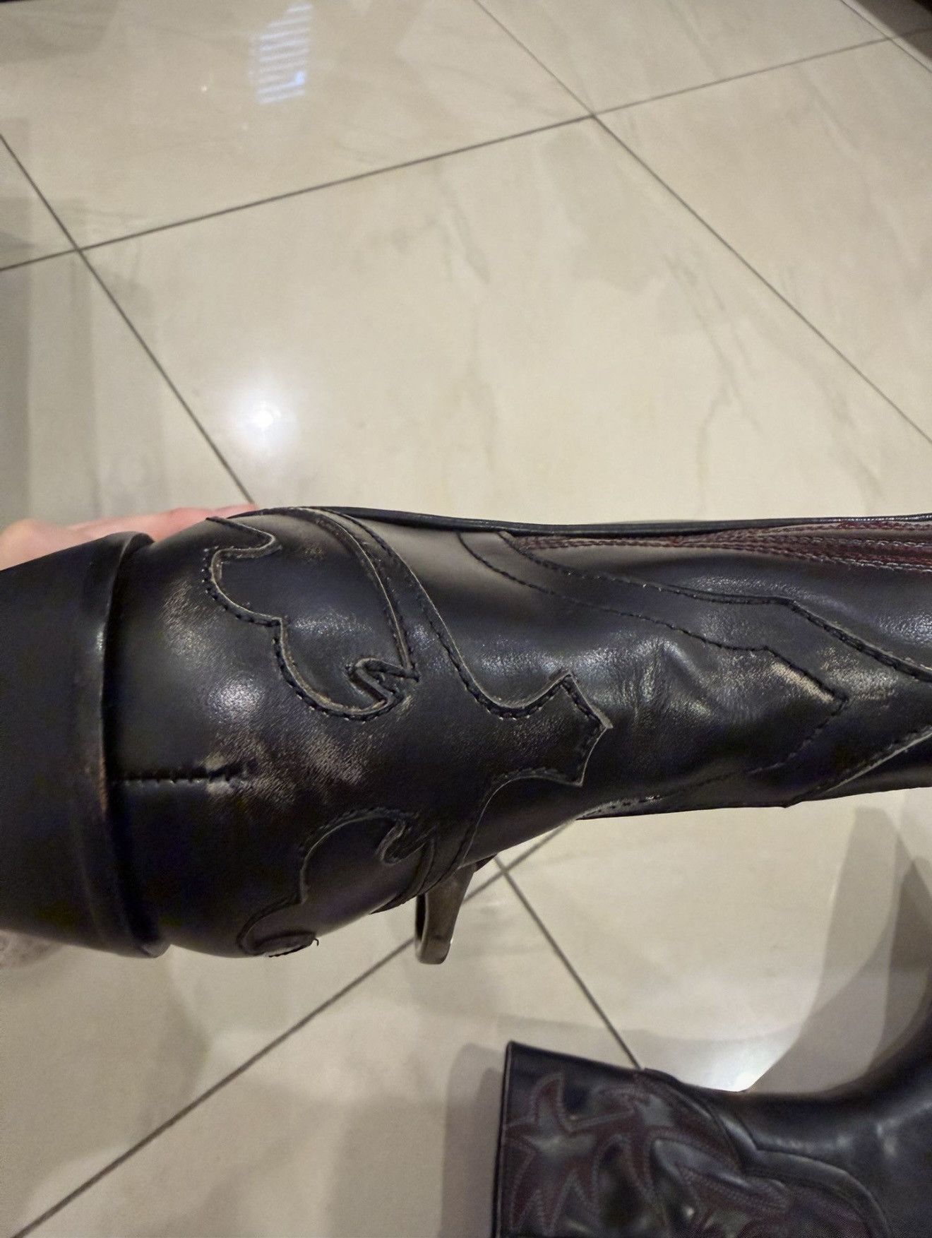 Enfants Riches Deprimes Enfants Riches Déprimés Distressed Leather Cowboy Boots Size US 11 / EU 44 - 6 Thumbnail