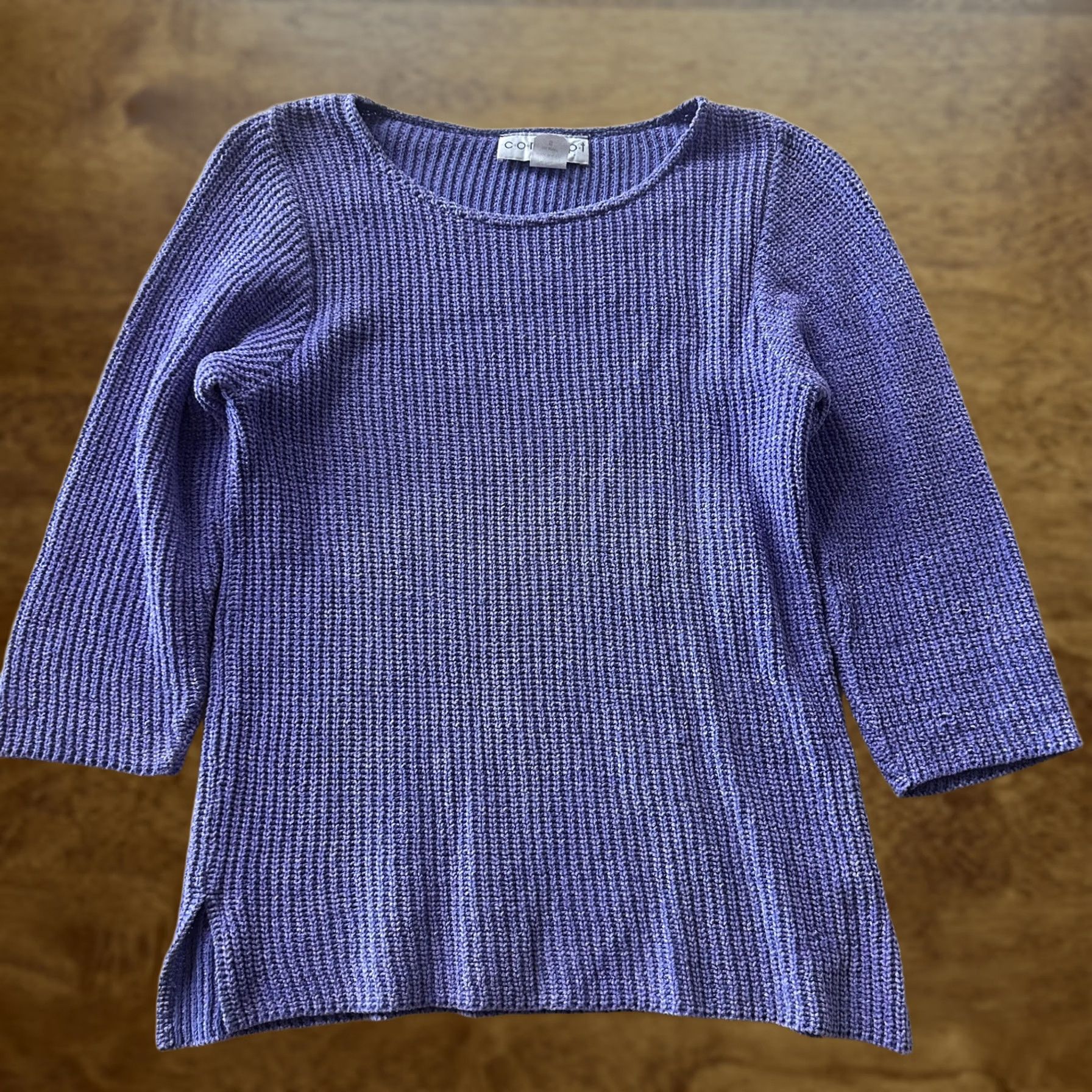 Vintage VINTAGE Concept Sweater Womens Small Purple Waffle Knit 3/4 Sleeve Crewneck USA Size S / US 4 / IT 40 - 1 Thumbnail