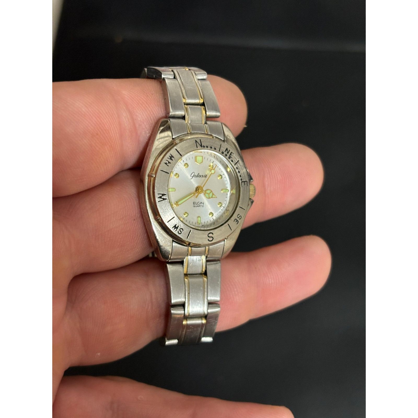 Elgin National Watch Company Vintage Galaxy By Elgin 2-Tone Womens Watch. New Battery. Size ONE SIZE - 3 Thumbnail