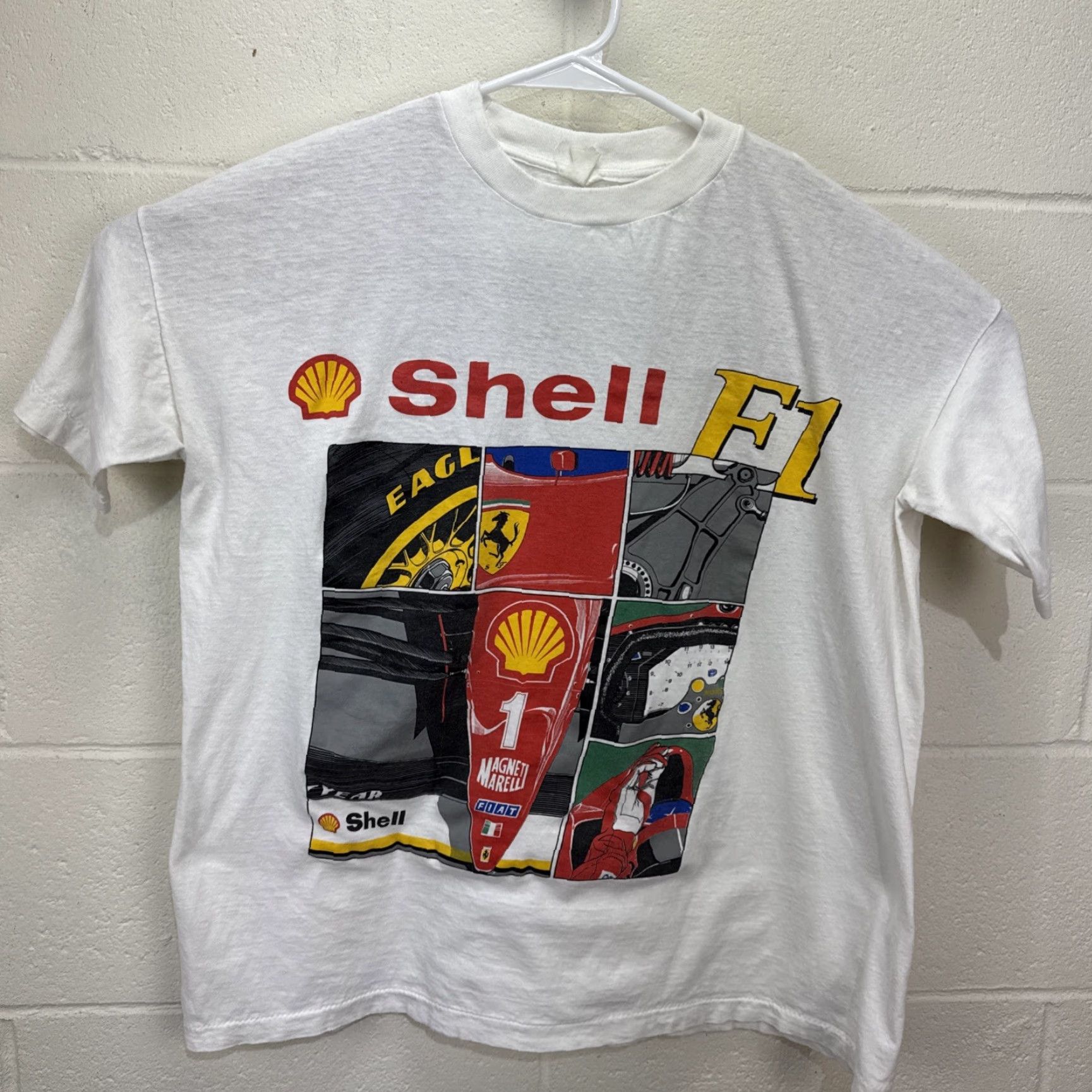 Ferrari VINTAGE FERRARI FORMULA 1 Shell T-Shirt Mens Large White 90s Racing Sports Size US L / EU 52-54 / 3 - 2 Thumbnail