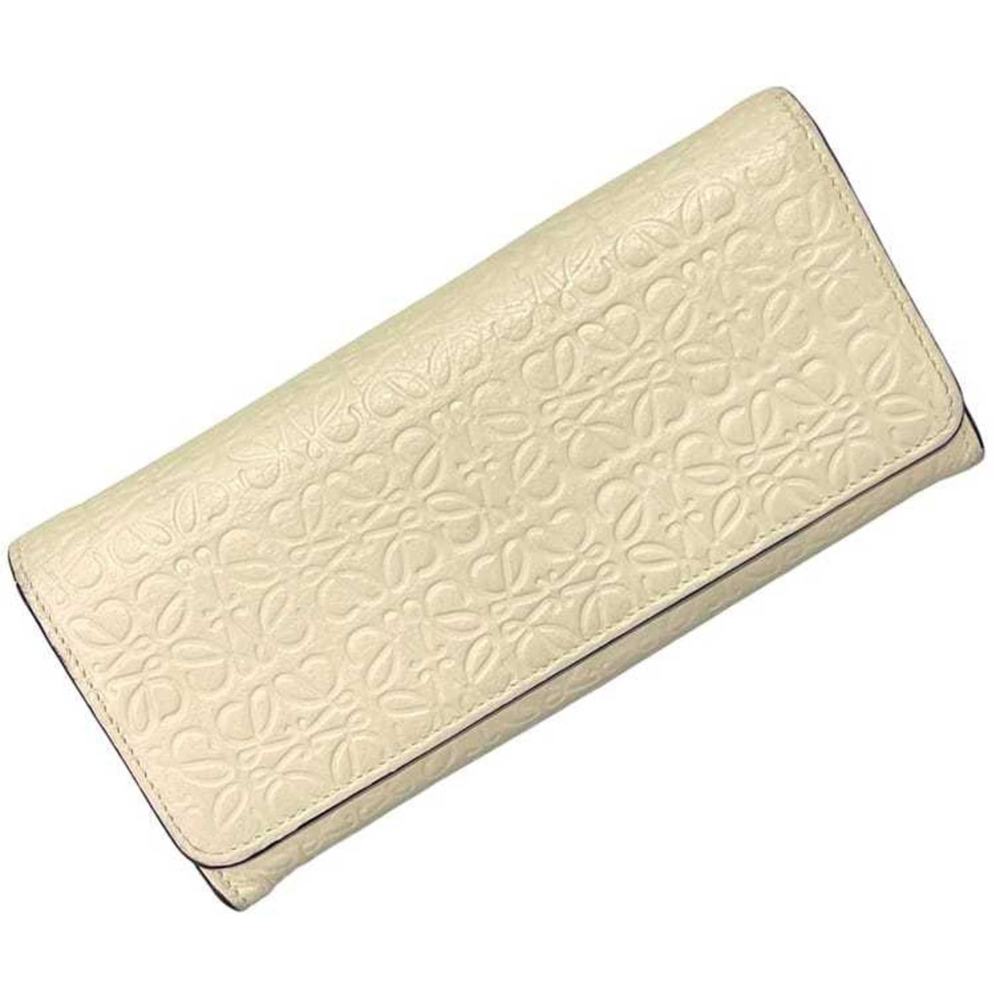 Loewe Loewe bi-fold long wallet ec-25157 beige Repeat Anagram 107.55.F11 leather 261709 LOEWE flap pocket white women's men's Size ONE SIZE - 1 Thumbnail