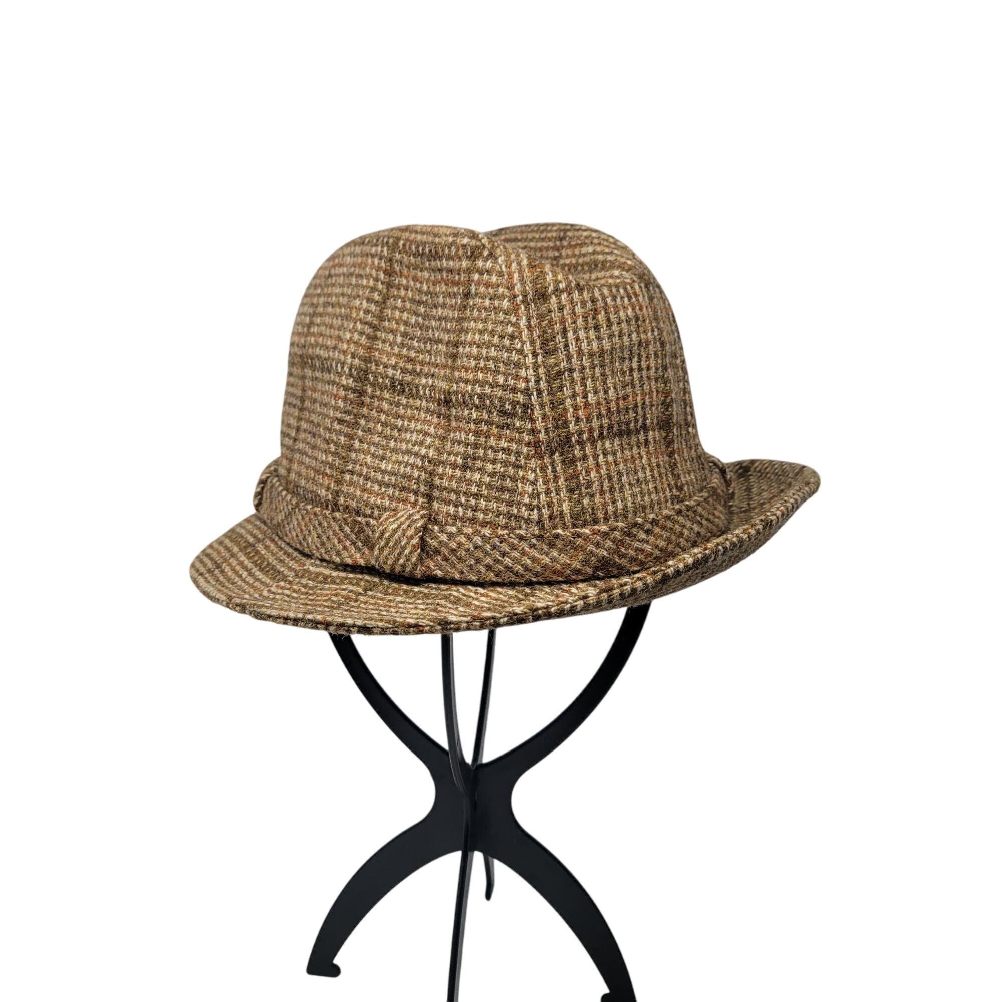 Stetson Vtg Stetson Plaid Tweed Wool Plaid Fedora Hat Sz 7 3/8 Beige Size ONE SIZE - 6 Thumbnail