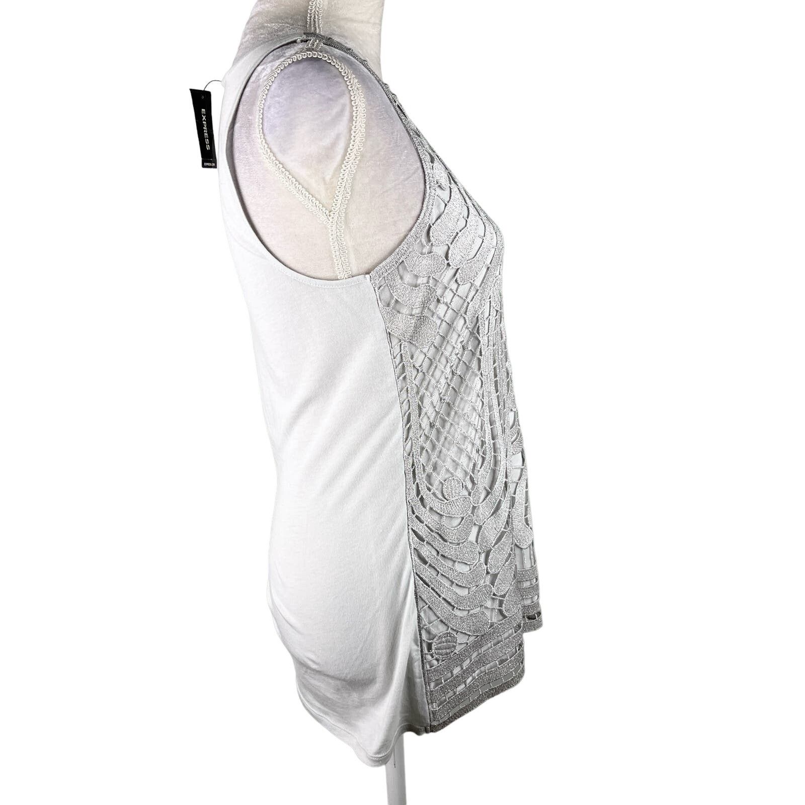 Express Express Womens Top Tank Blouse Crochet Gray Silver M New Size M / US 6-8 / IT 42-44 - 13 Thumbnail