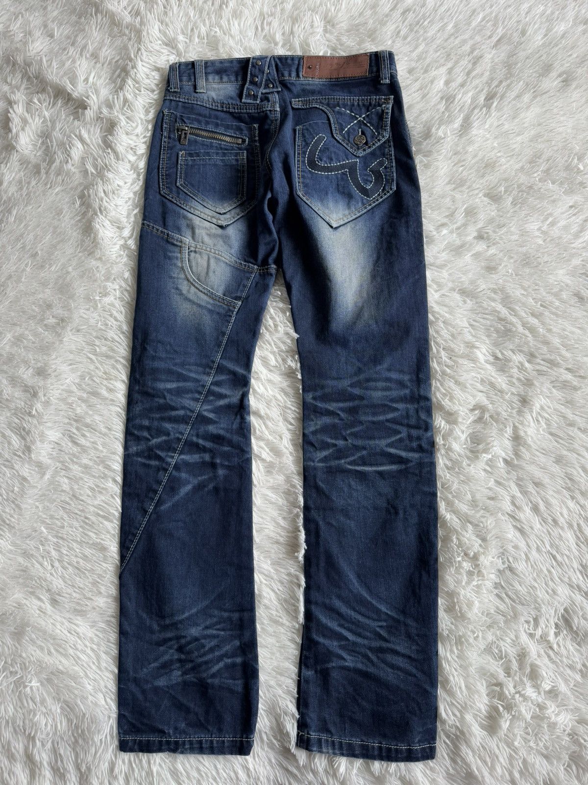 If Six Was Nine Japan Rag Crazy Utility Patchwork Washed Wide Denim Jeans Size US 29 - 3 Thumbnail