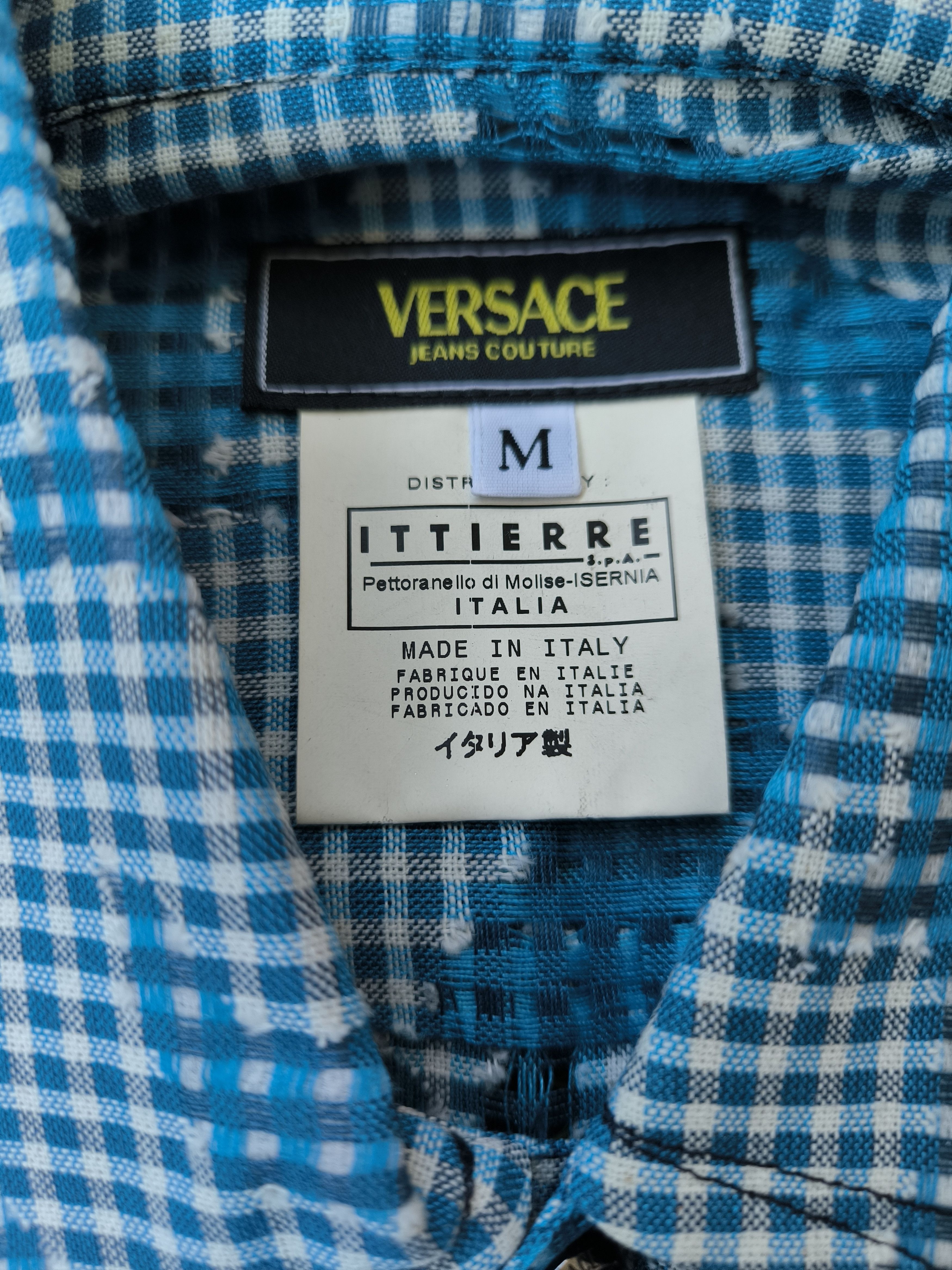 Versace Jeans Couture NOS Vintage Versace Jeans Couture Mesh Gingham Medusa Shirt Size US M / EU 48-50 / 2 - 5 Thumbnail