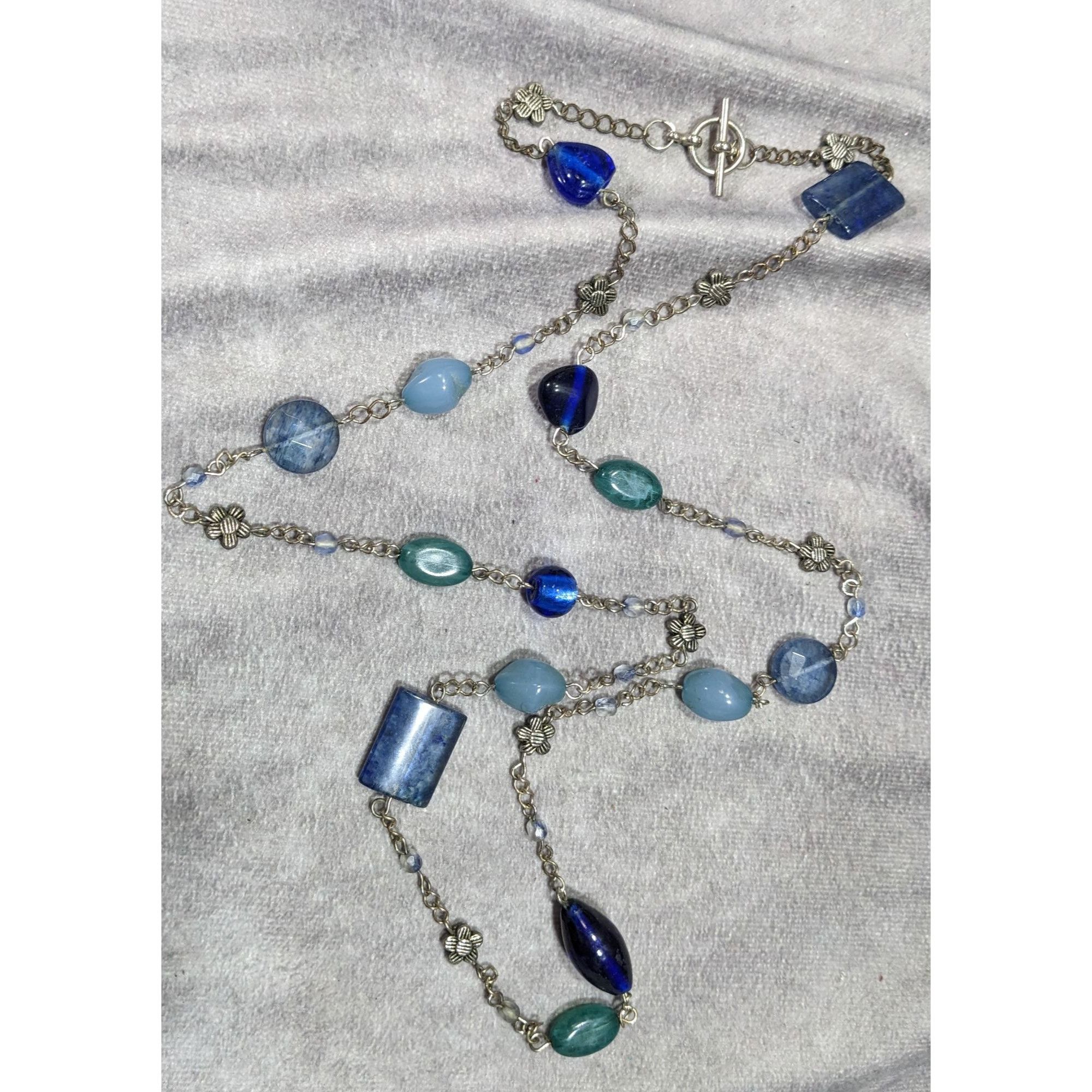Other Floral Station Necklace Blue & Green Beaded Necklace With To Size ONE SIZE - 5 Thumbnail