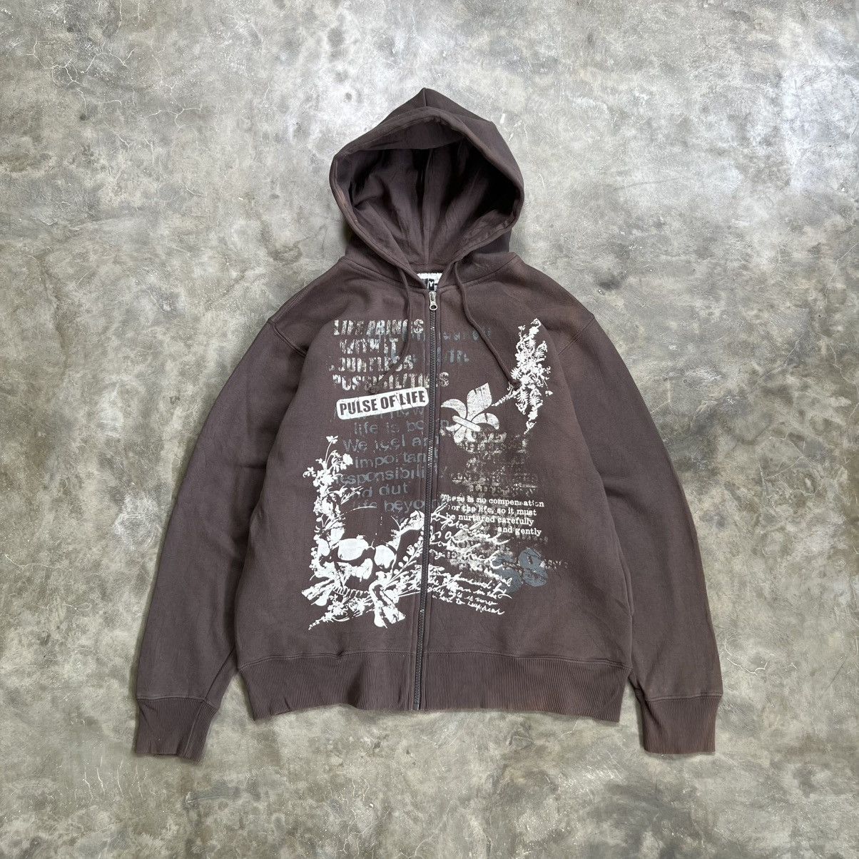 Seditionaries 2000s Bay Leaf Vkei Style Faded Poem Skull Hoodie Size US M / EU 48-50 / 2 - 1 Thumbnail
