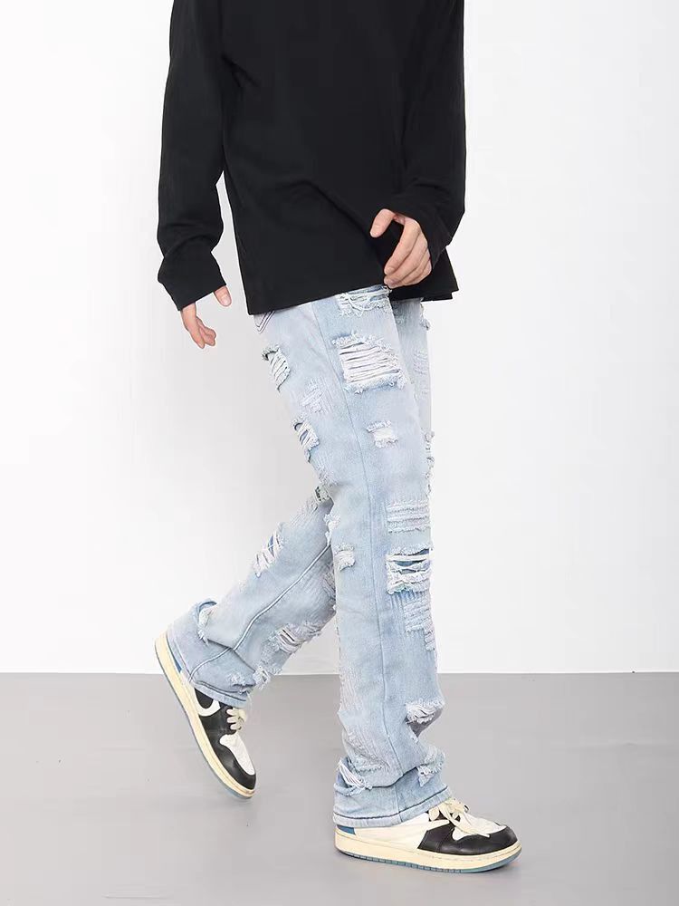 Japanese Brand × Jean Vintage washed ripped street micro flared jeans Size US 34 / EU 50 - 3 Thumbnail