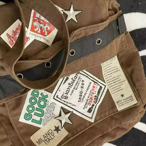 Japanese Brand Fukiishi x Kato Canvas Star Patch Crossbody Bag Size ONE SIZE - 3 Thumbnail