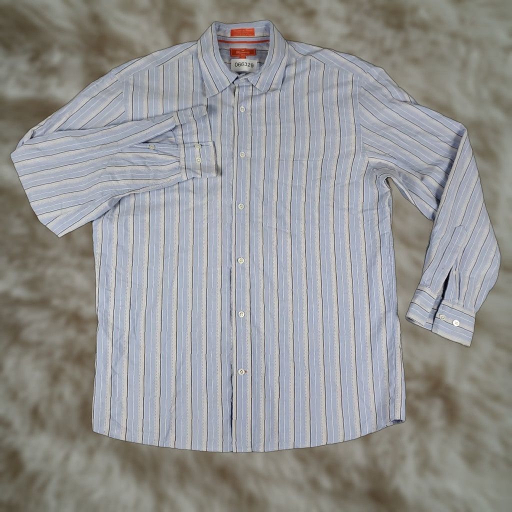 Faconnable Façonnable Shirt Mens M Blue Striped Button-Up Long Sleeve Casual Business Formal Party/Cocktail Travel Workwear Men Regular Size US M / EU 48-50 / 2 - 1 Thumbnail