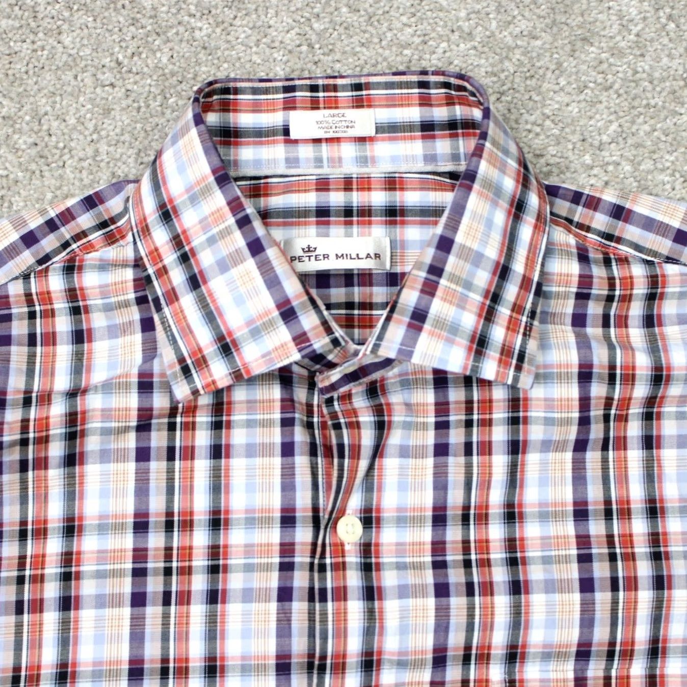 Peter Millar Peter Millar Crown Shirt Mens Large Plaid 100% Cotton Long Sleeve Button-Up Red/Blue Size US L / EU 52-54 / 3 - 6 Thumbnail