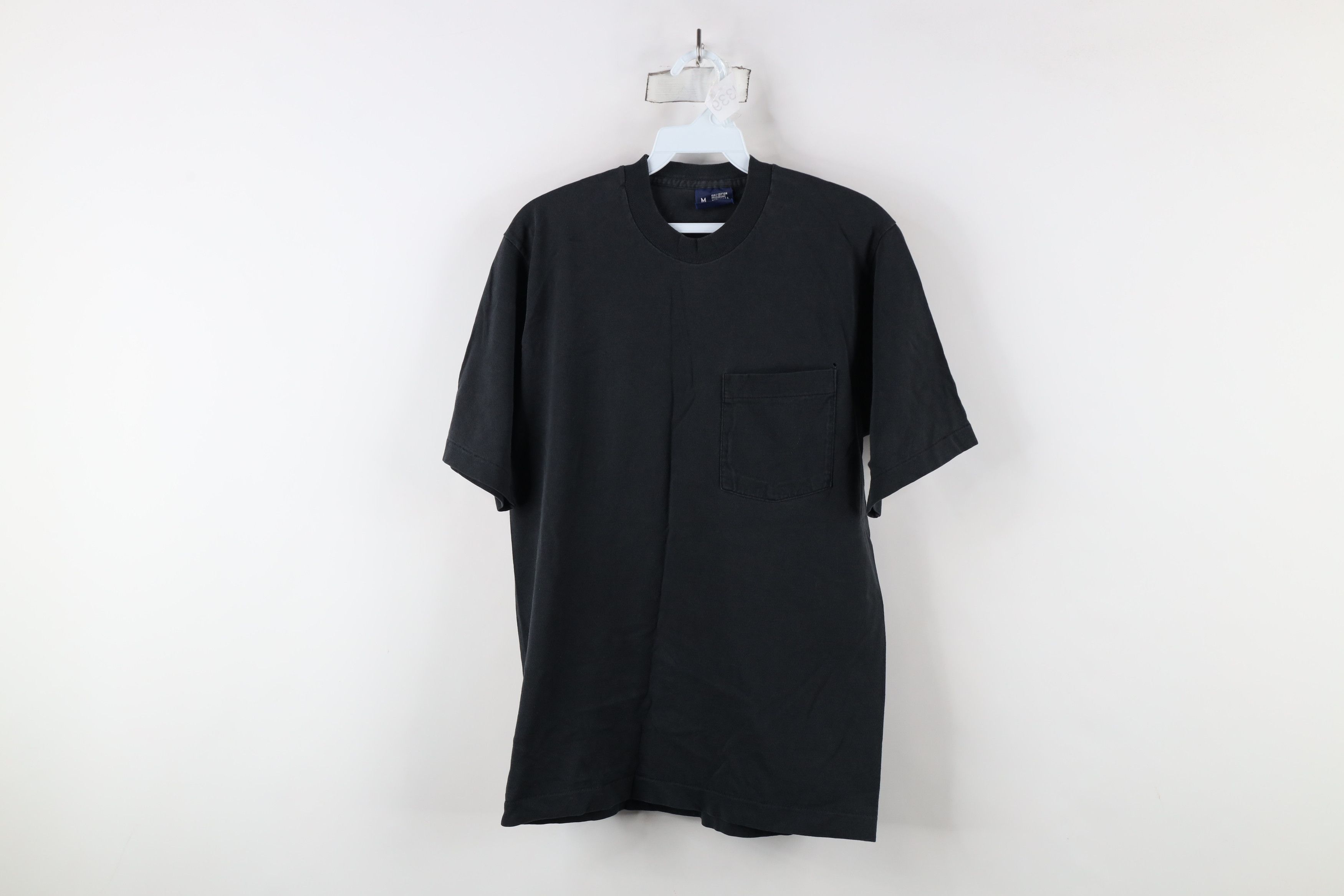 Vintage Vintage 90s Streetwear Blank Pocket T-Shirt Black Cotton USA Size US M / EU 48-50 / 2 - 1 Thumbnail