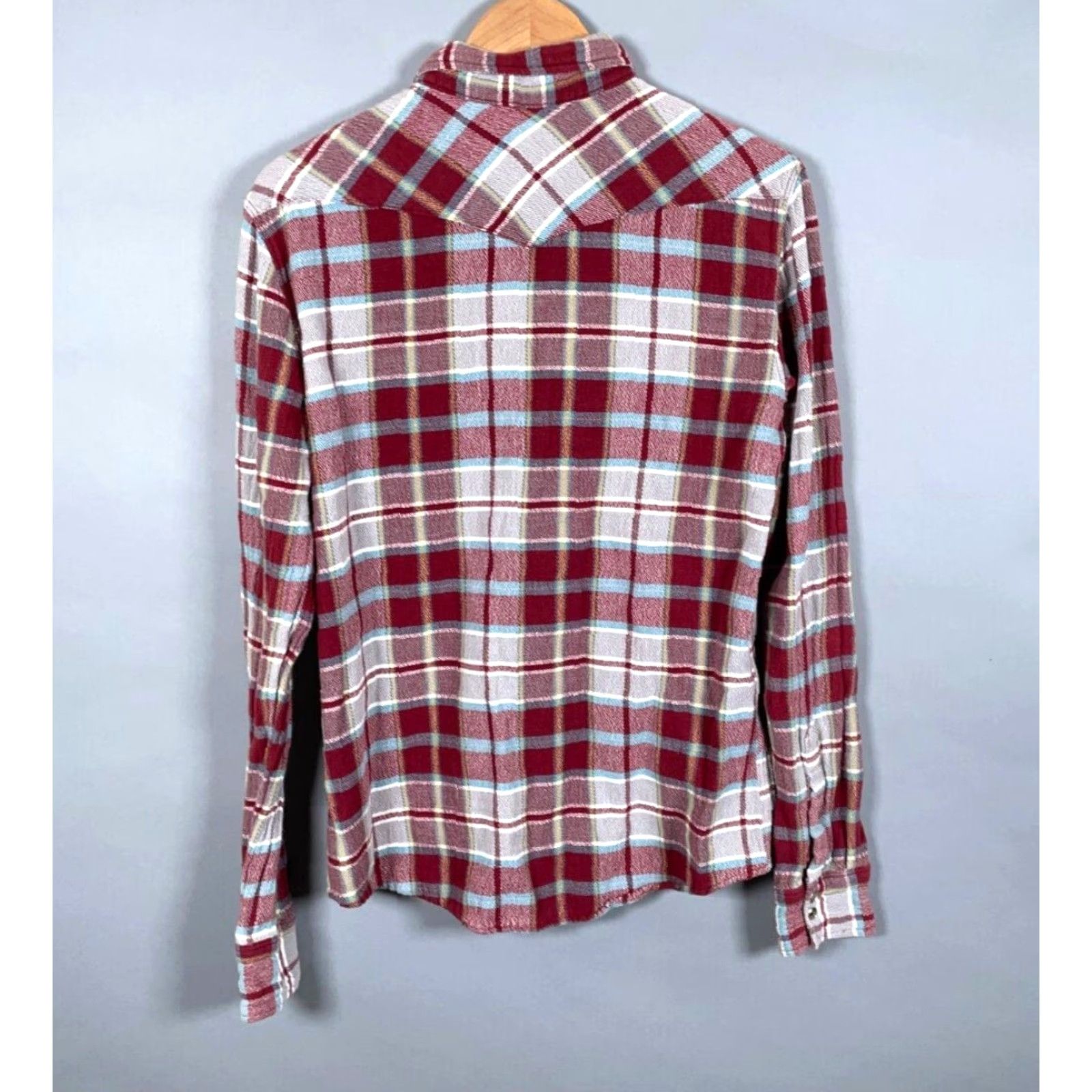 Vintage VINTAGE Salt Valley Western Flannel Shirt Dark Red Plaid Pearl Snap Adult Medium Regular Fit Mens Reduced Snap Wear Casual Workwear 80s 90s Style Size US M / EU 48-50 / 2 - 2 Thumbnail