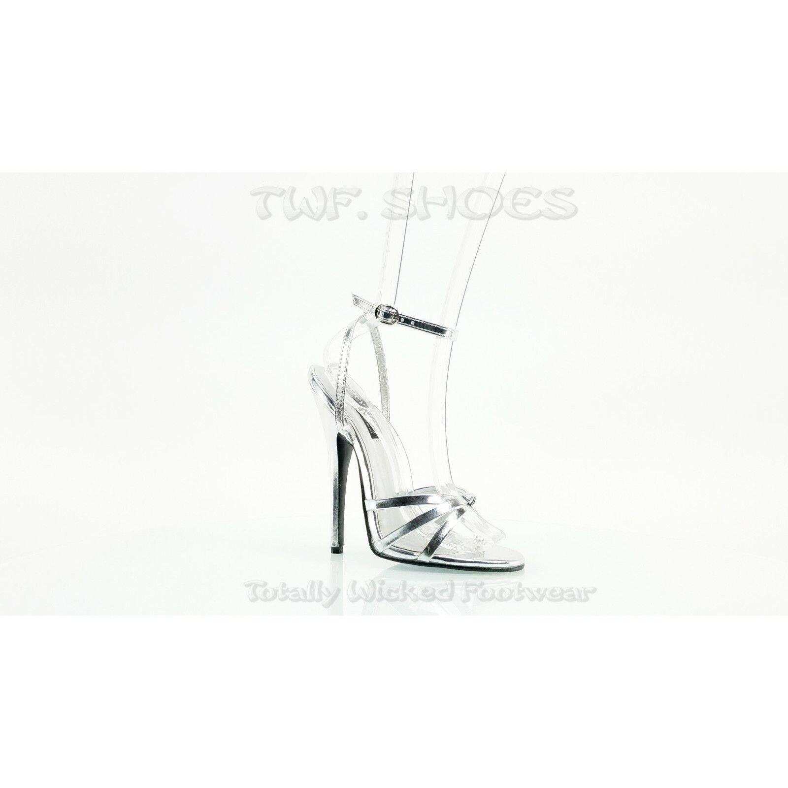 Other Domina 108 Silver High 6" Spike Heels Ankle Strap Stiletto S Size US 10 / IT 40 - 8 Thumbnail
