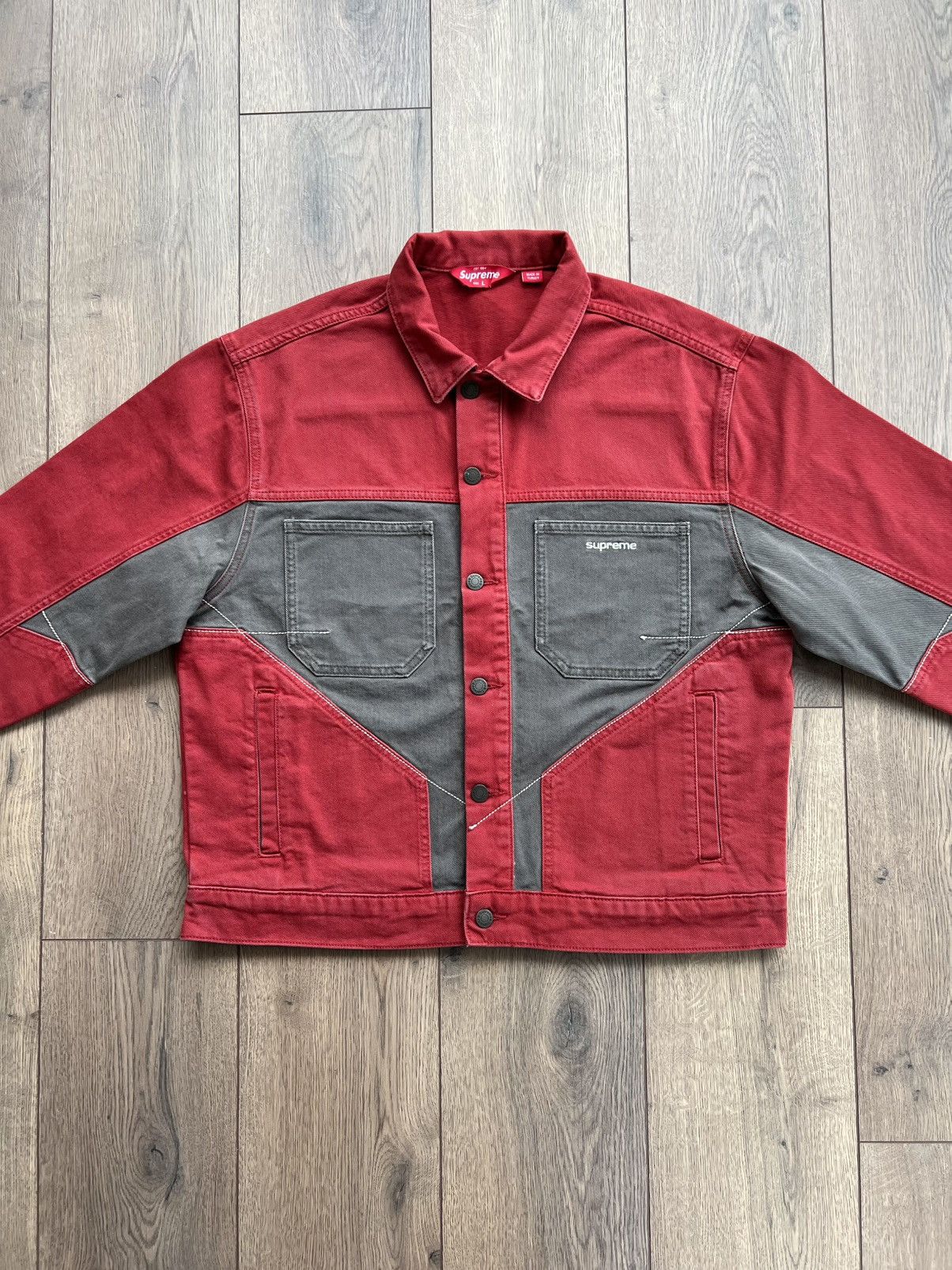 Supreme Supreme 2-Tone Paneled Denim Jacket “Red” Large Size US L / EU 52-54 / 3 - 3 Thumbnail
