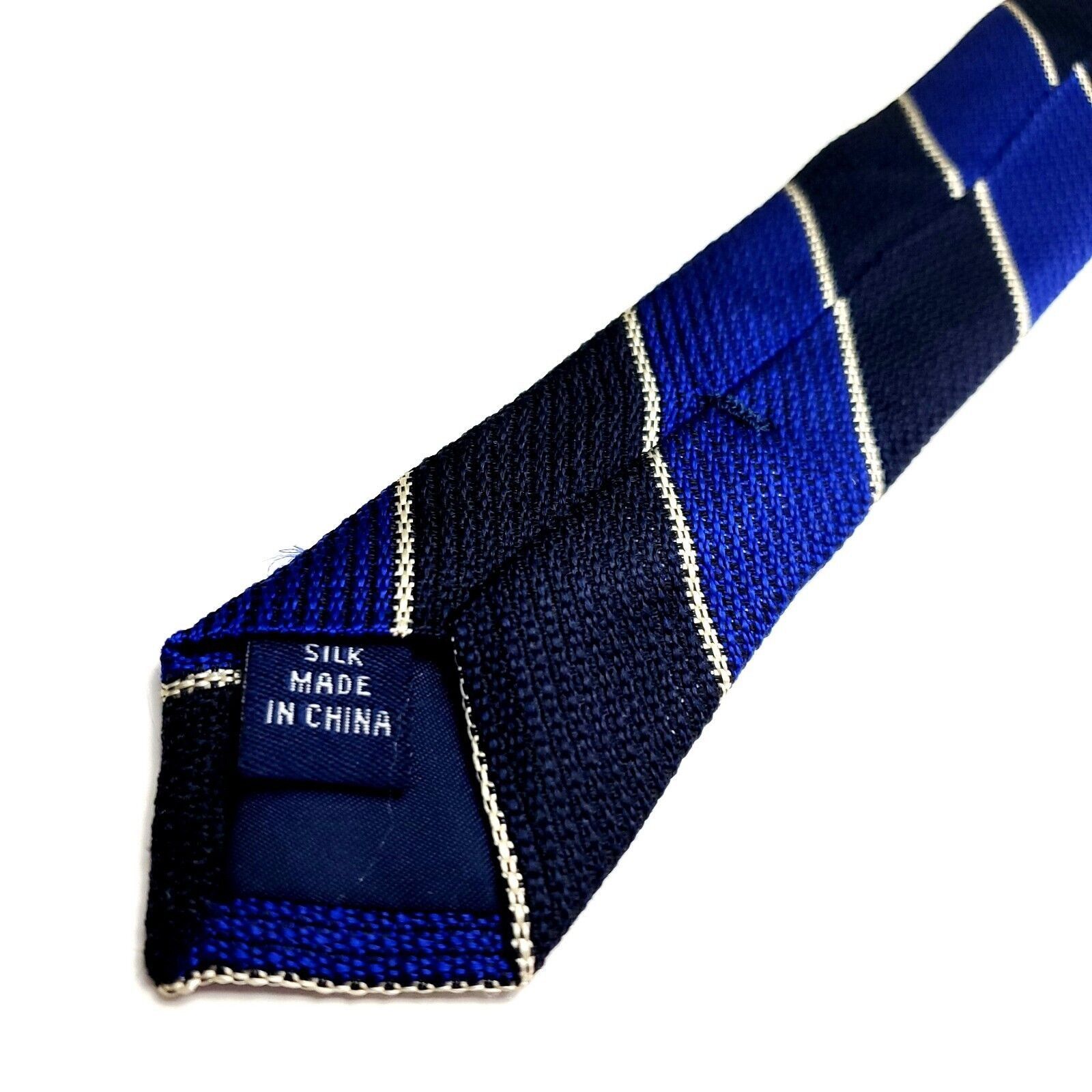Paul Fredrick Paul Fredrick Blue Silk Tie Woven Striped Size ONE SIZE - 6 Thumbnail