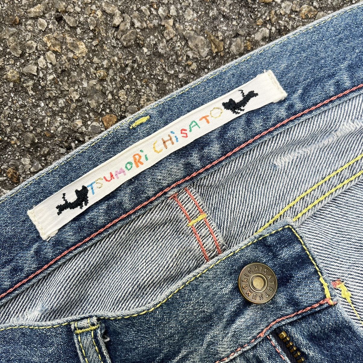 Issey Miyake TSUMORI CHISATO DISTRESSED DENIM LOW RISE JEANS Size US 30 / EU 46 - 8 Thumbnail