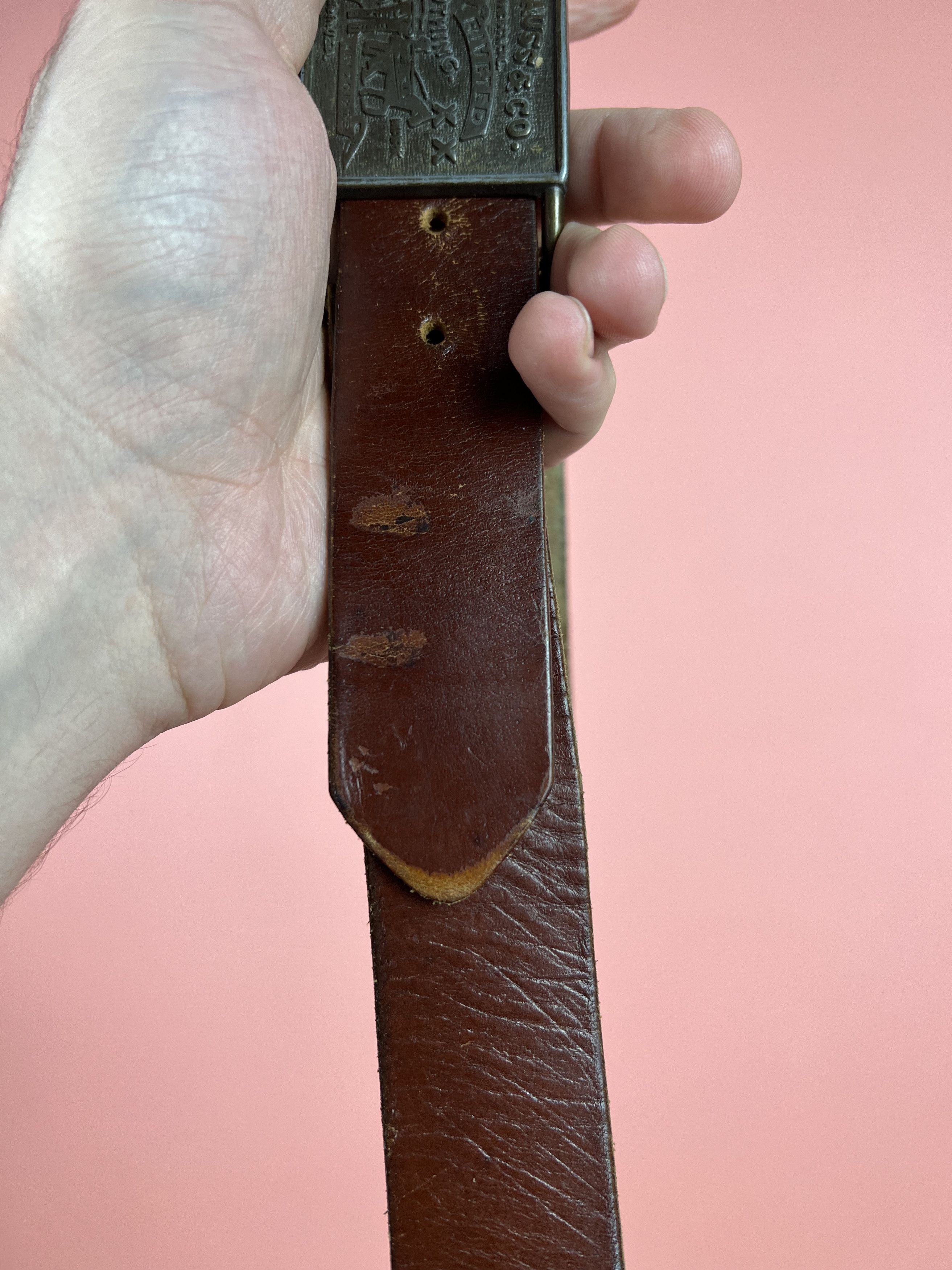 Levi's Levis levi stars leather belt logo brown vintage VTG Size ONE SIZE - 4 Thumbnail