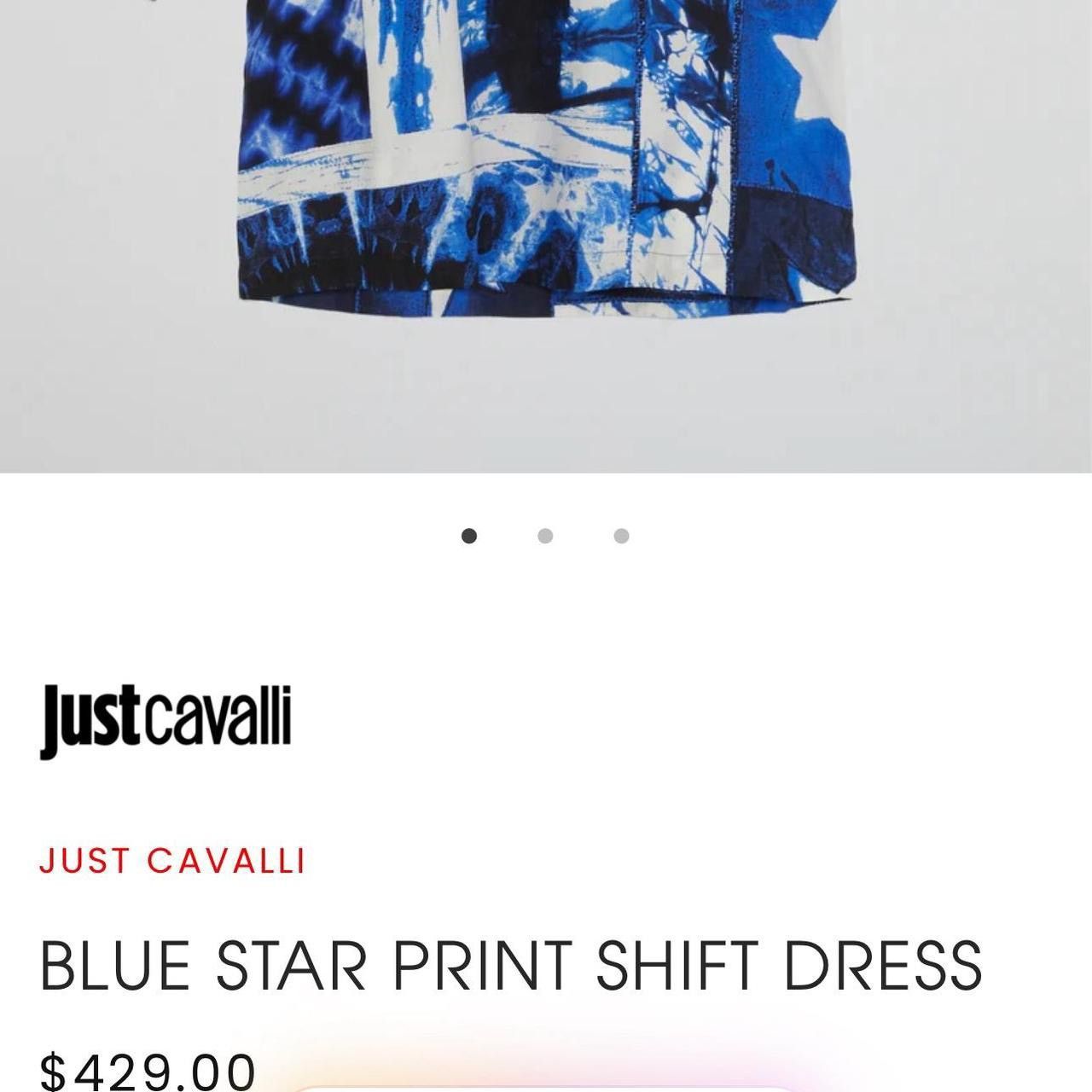 Roberto Cavalli Just Cavalli by #robertocavalli 100% Silk Blue Star Mini👗 Size XS / US 0-2 / IT 36-38 - 7 Thumbnail