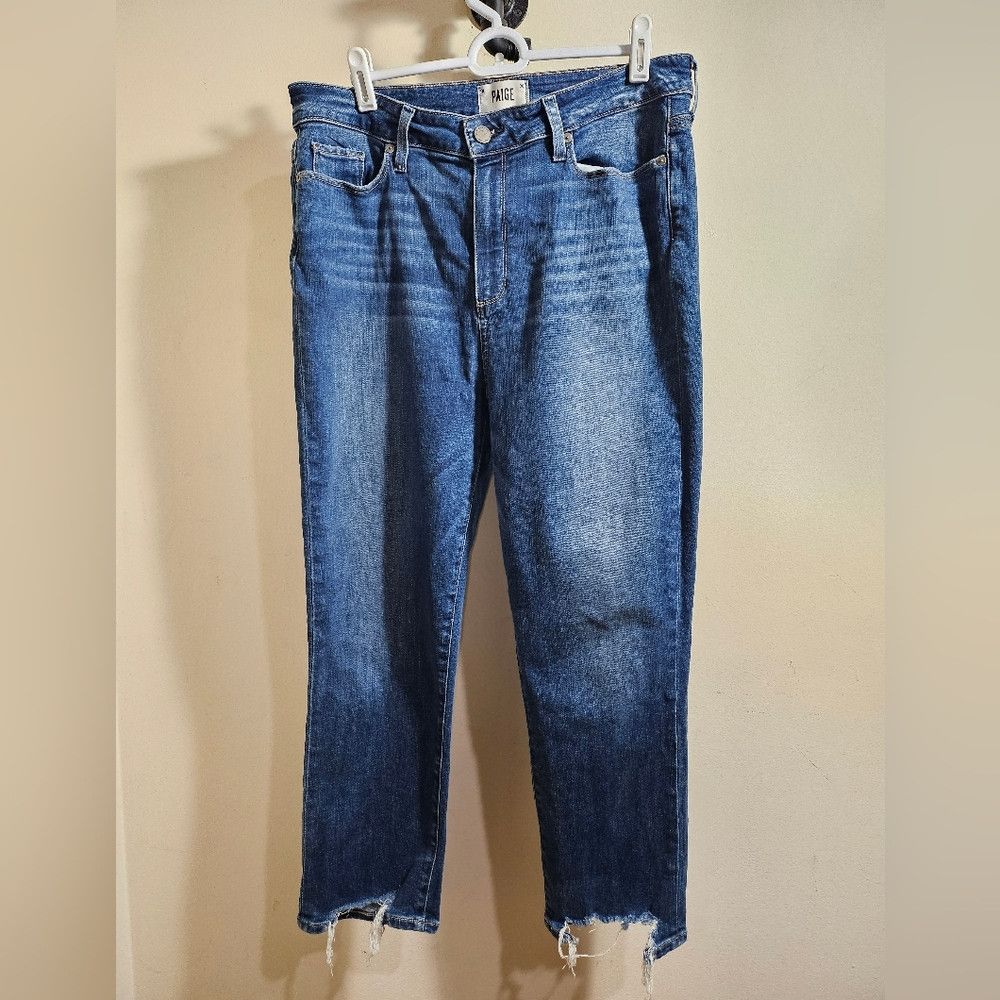 Paige Paige Jeans Hoxton Slim Crop Front Raw Hem 32/14 Size 32" / US 10 / IT 46 - 2 Thumbnail