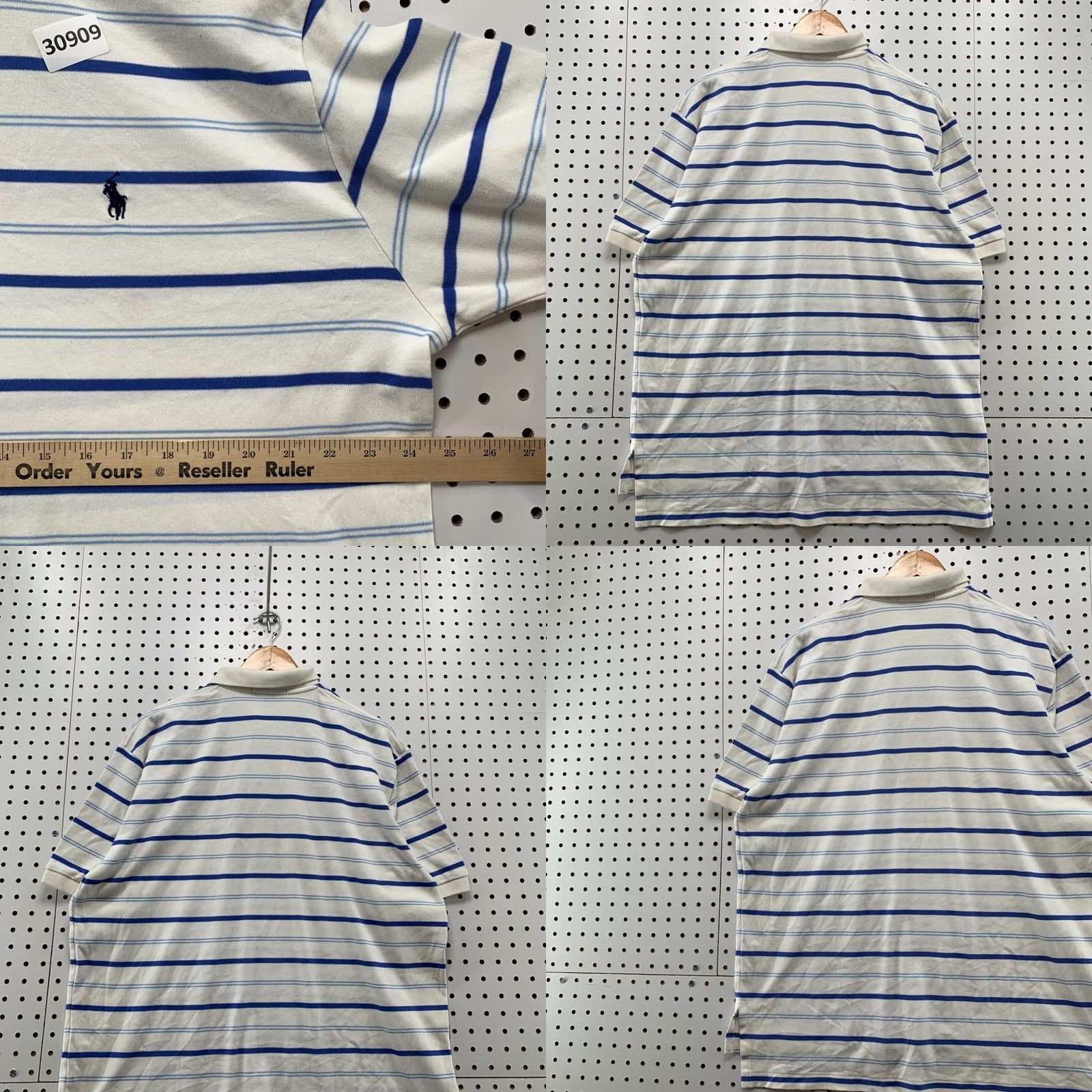 Polo Ralph Lauren Vintage Polo Ralph Lauren Shirt Mens Large White Blue Striped Pony Casual 24X30 Size US L / EU 52-54 / 3 - 9 Thumbnail