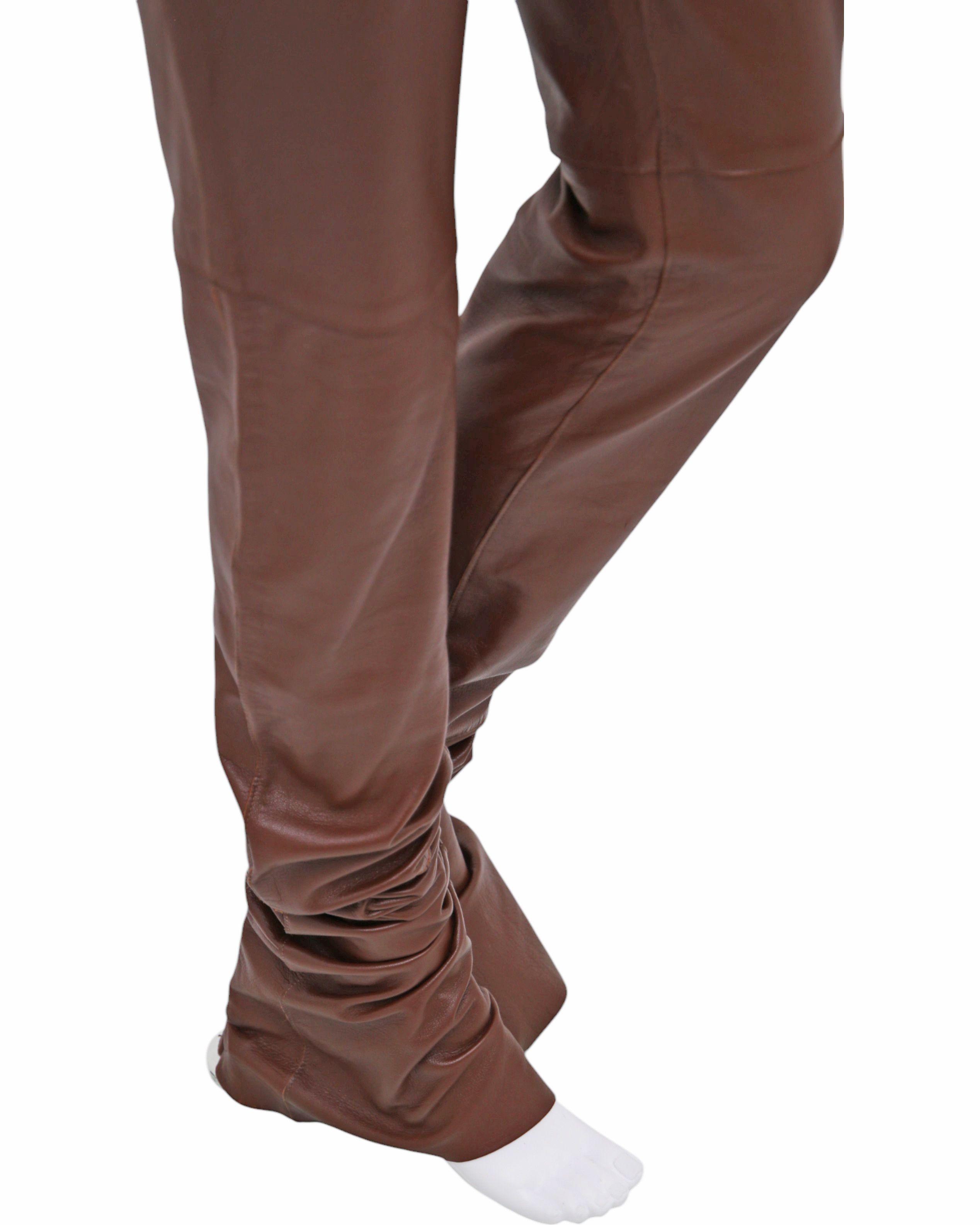 Dolce & Gabbana F/W 2001 Brown Lambskin Leather Bootcut Pants Size 27" / US 4 / IT 40 - 7 Thumbnail