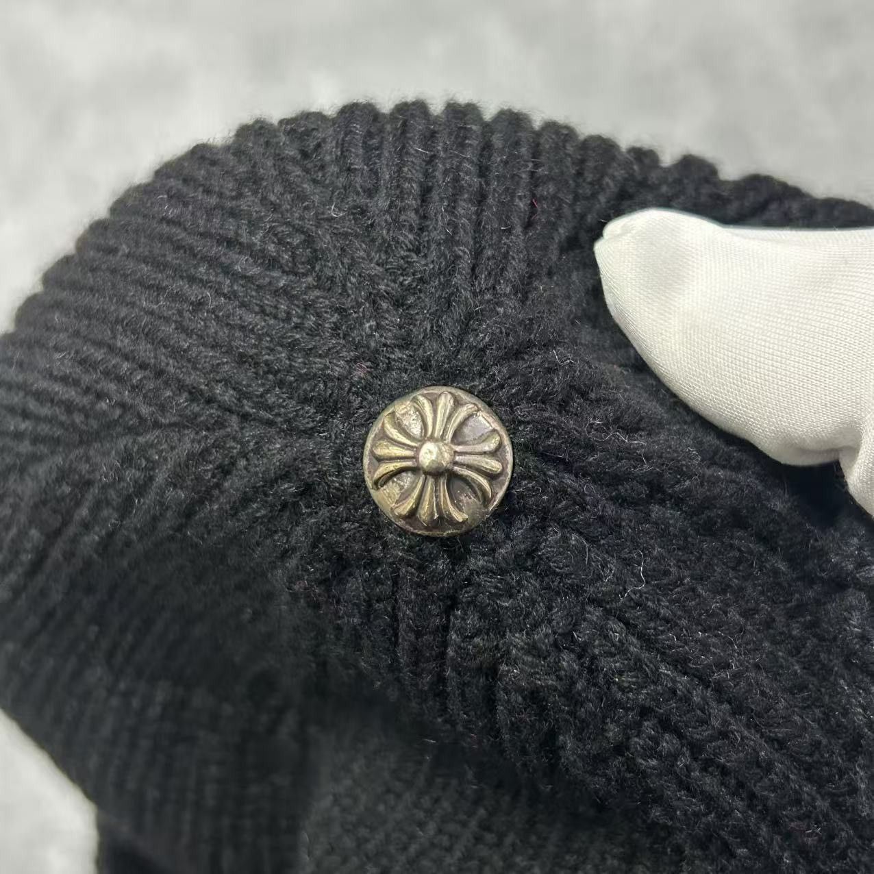 Chrome Hearts Chrome Hearts Black 3 Crosses Patches Beanie Size ONE SIZE - 4 Thumbnail