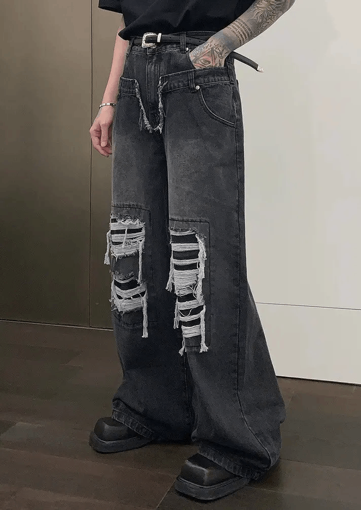 Japanese Brand × Vintage Retro punk distressed ripped jeans pants Size US 28 / EU 44 - 2 Thumbnail