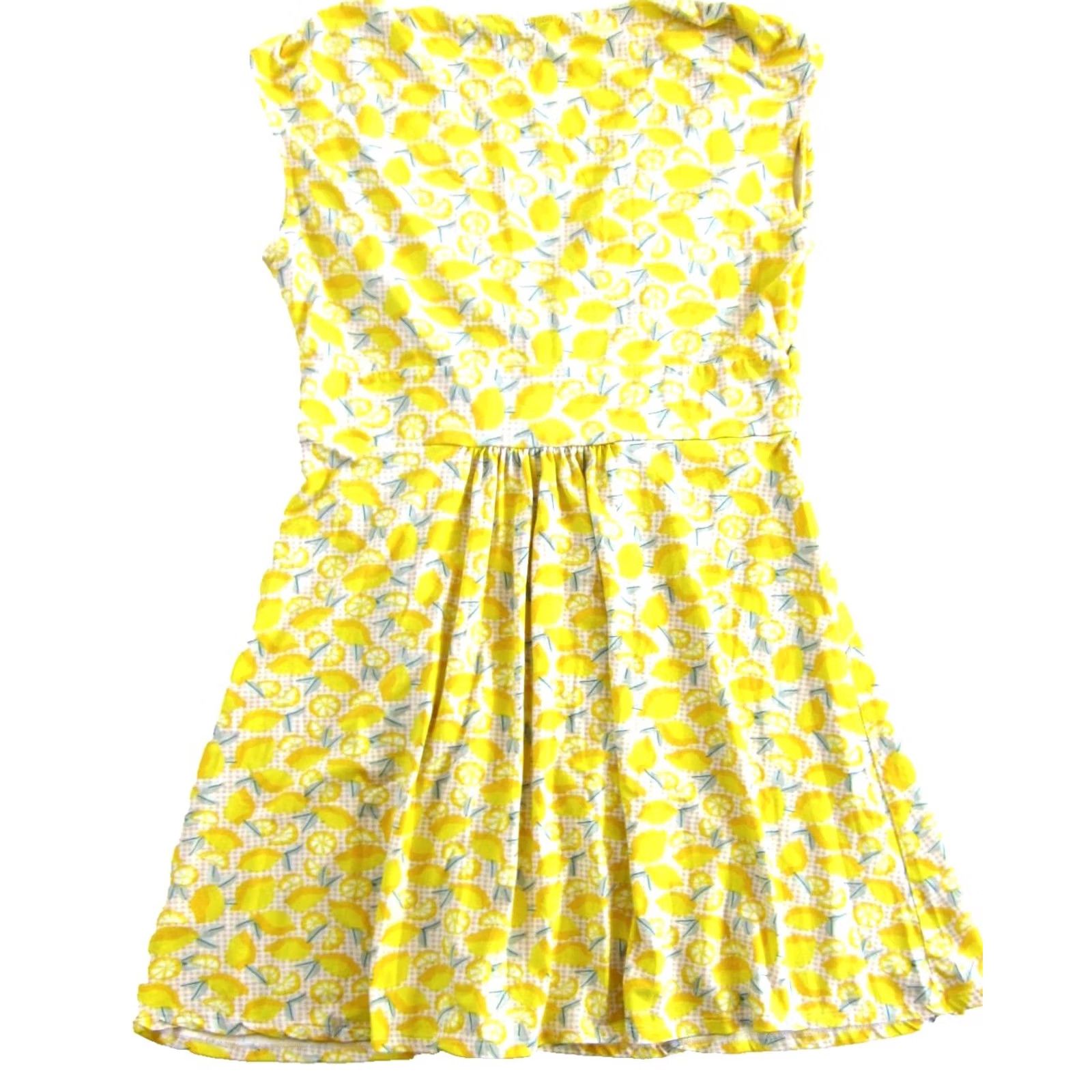 Lands' End Lands' End Yellow Green Lemon Stretch Cap Sleeve V-Neck Twist Sheath Dress 1X Size XL / US 12-14 / IT 48-50 - 2 Thumbnail
